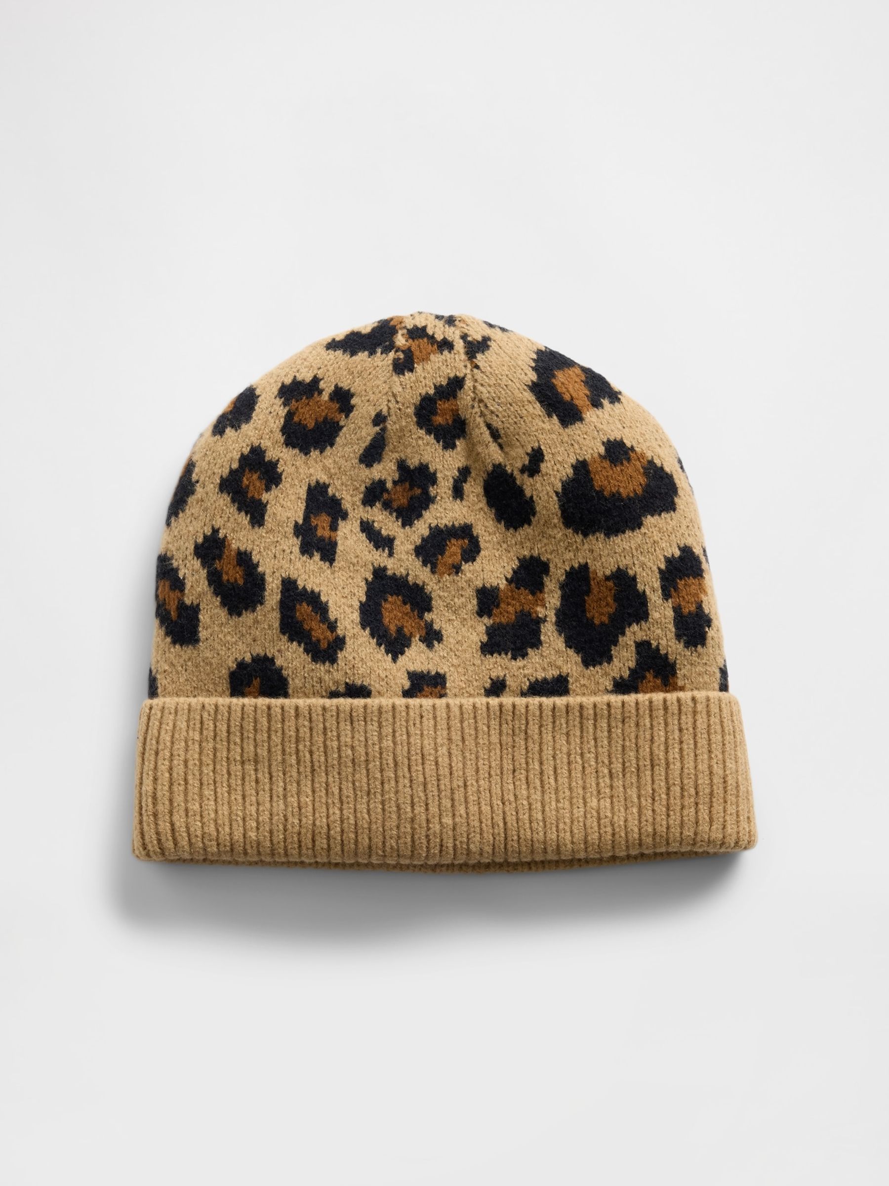 Brown CashSoft Leopard Print Beanie - Image 1 of 1
