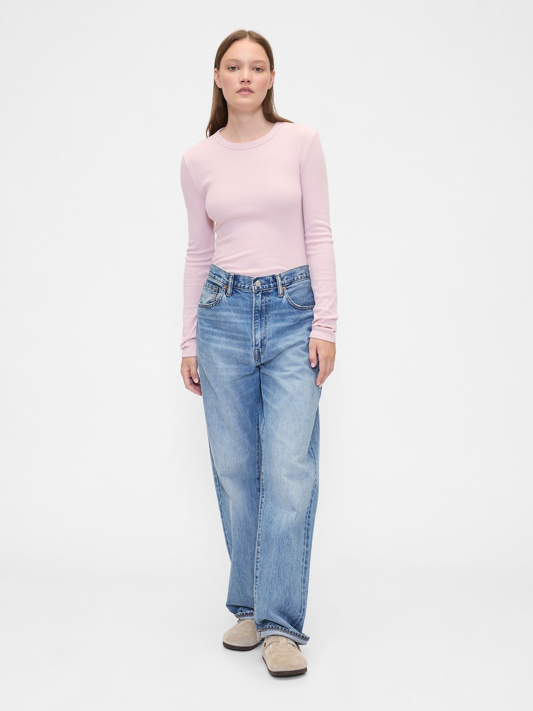Pink Long Sleeve Ribbed T-Shirt - Image 4 of 5