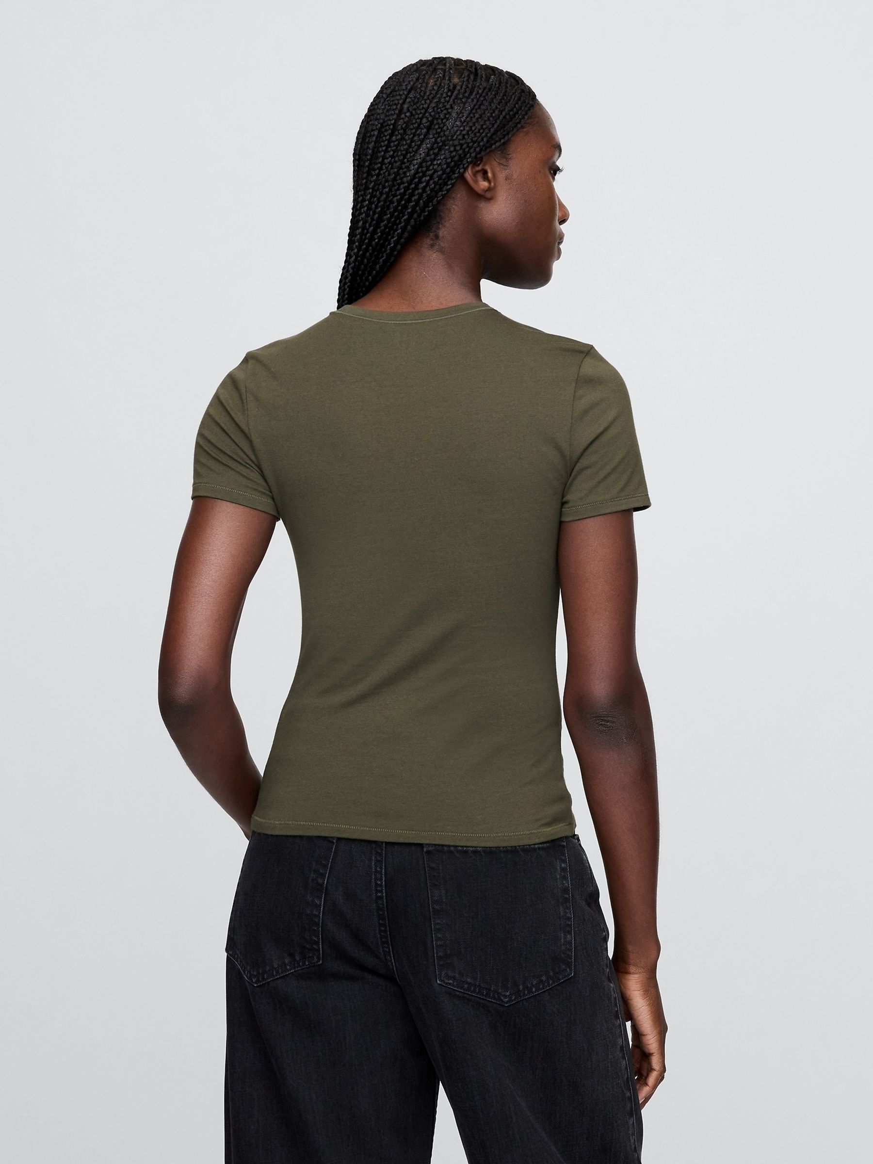 Olive Green CloseKnit Jersey Short Sleeve T-Shirt - Image 2 of 4