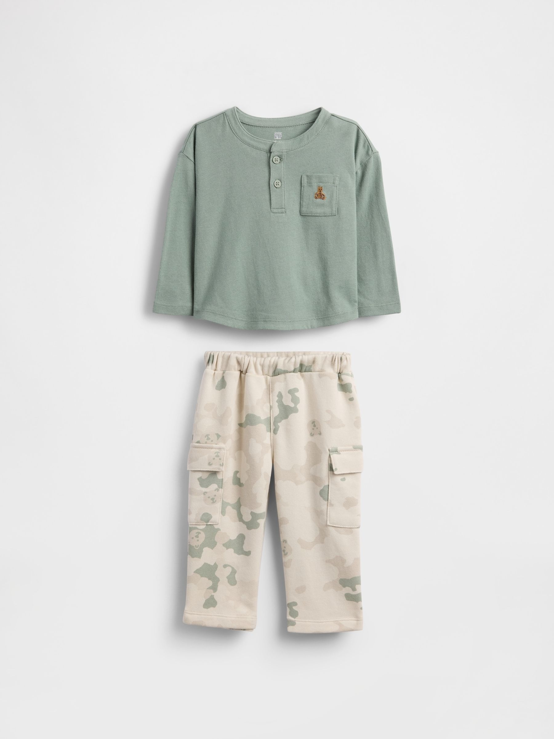 Green Pocket Henley Outfit Set - Image 1 of 2