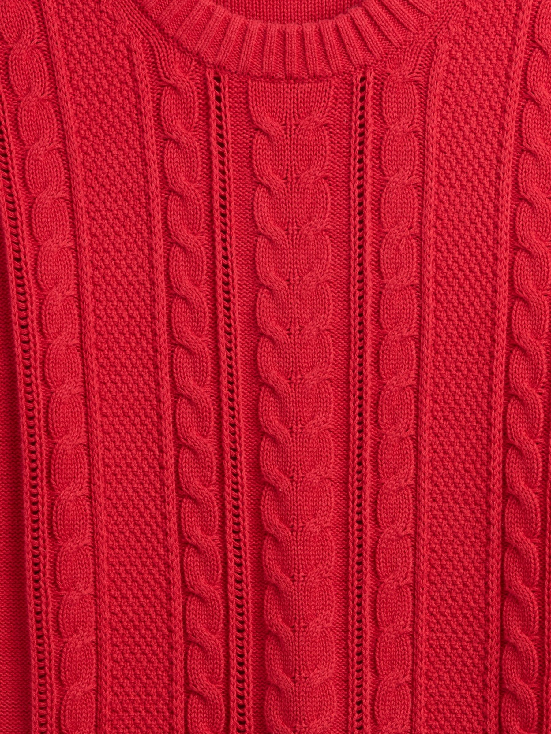 Red Cotton Cable Knit Sweatshirt - Image 5 of 5