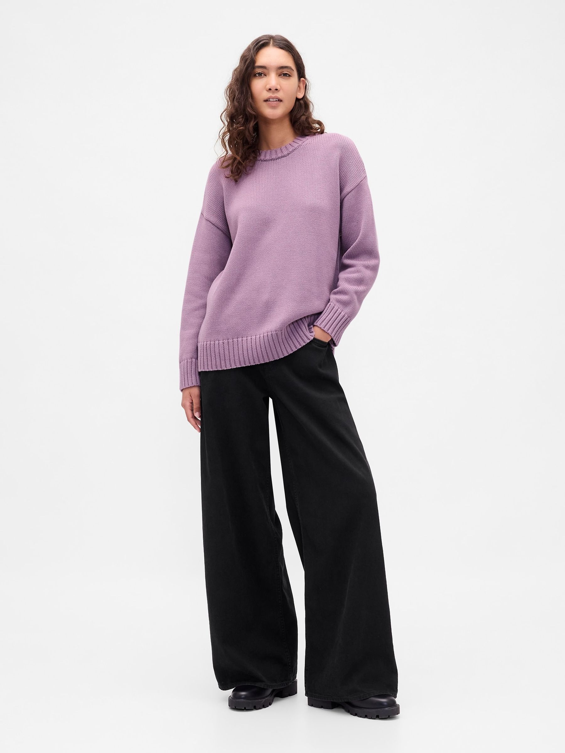 Purple Cotton Oversized Jumper - Image 3 of 4