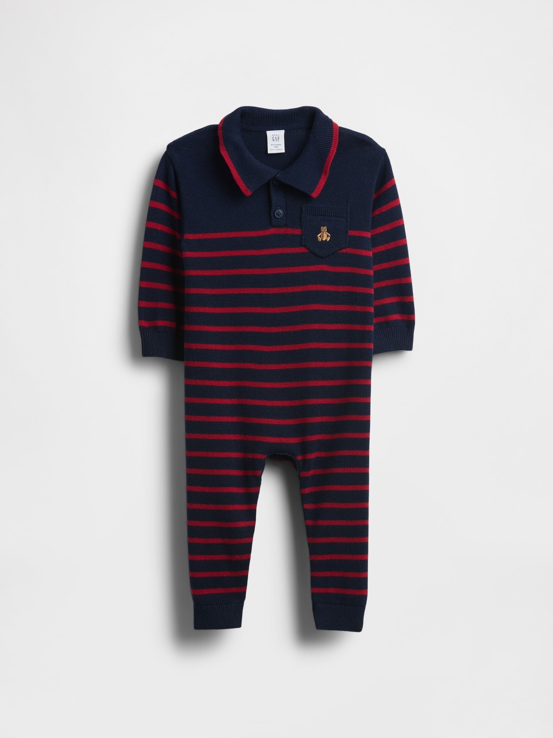 Navy Blue Polo Knitted One Piece (Newborn-24mths) - Image 1 of 2