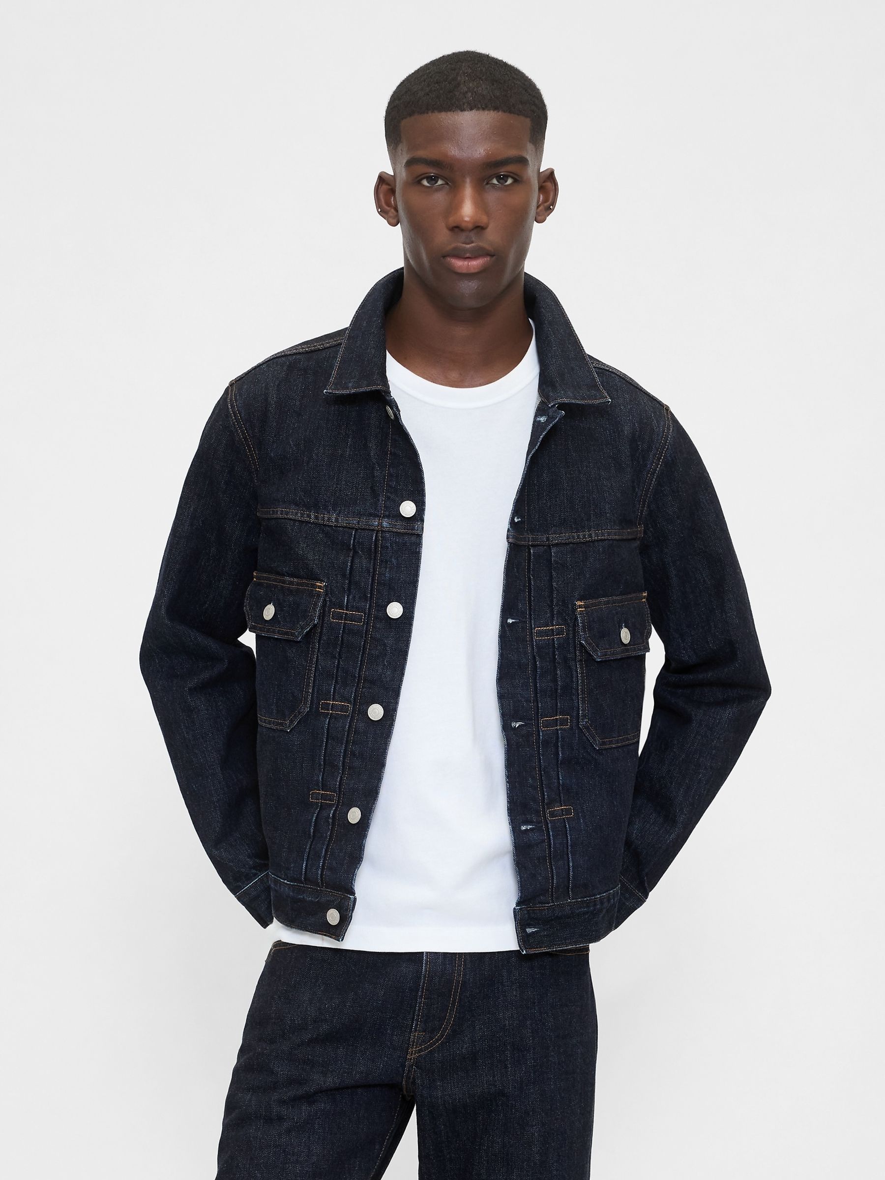 Heavyweight Denim Gap Denim Chore Jacket Dark Wash Blue