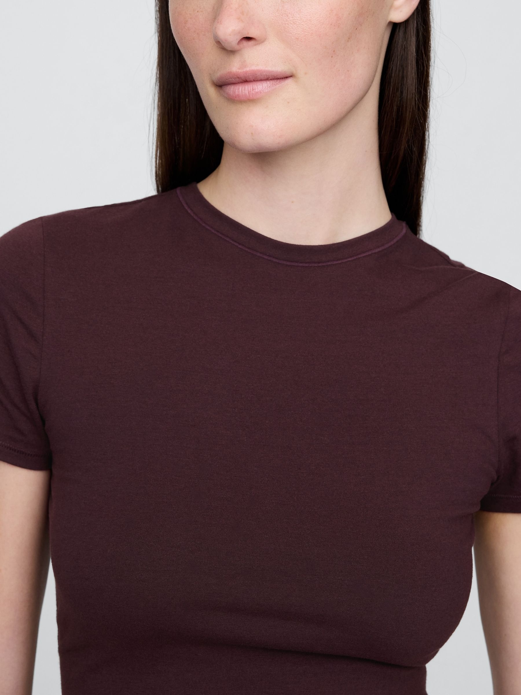CloseKnit Burgundy Red Short Sleeve Fitted T-Shirt | Gap