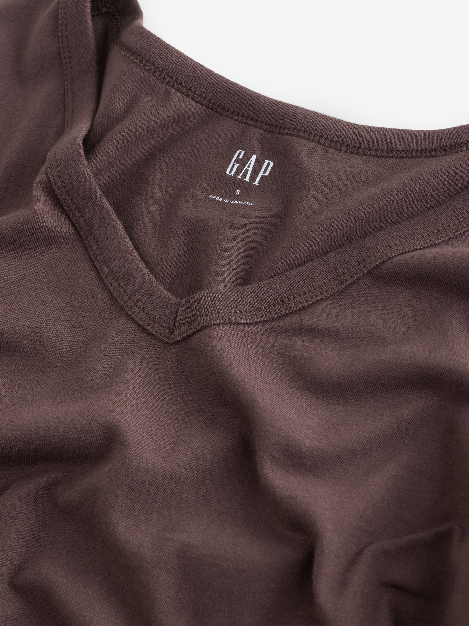 Brown V-Neck Favourite Cotton Short Sleeve T-Shirt - Image 3 of 4