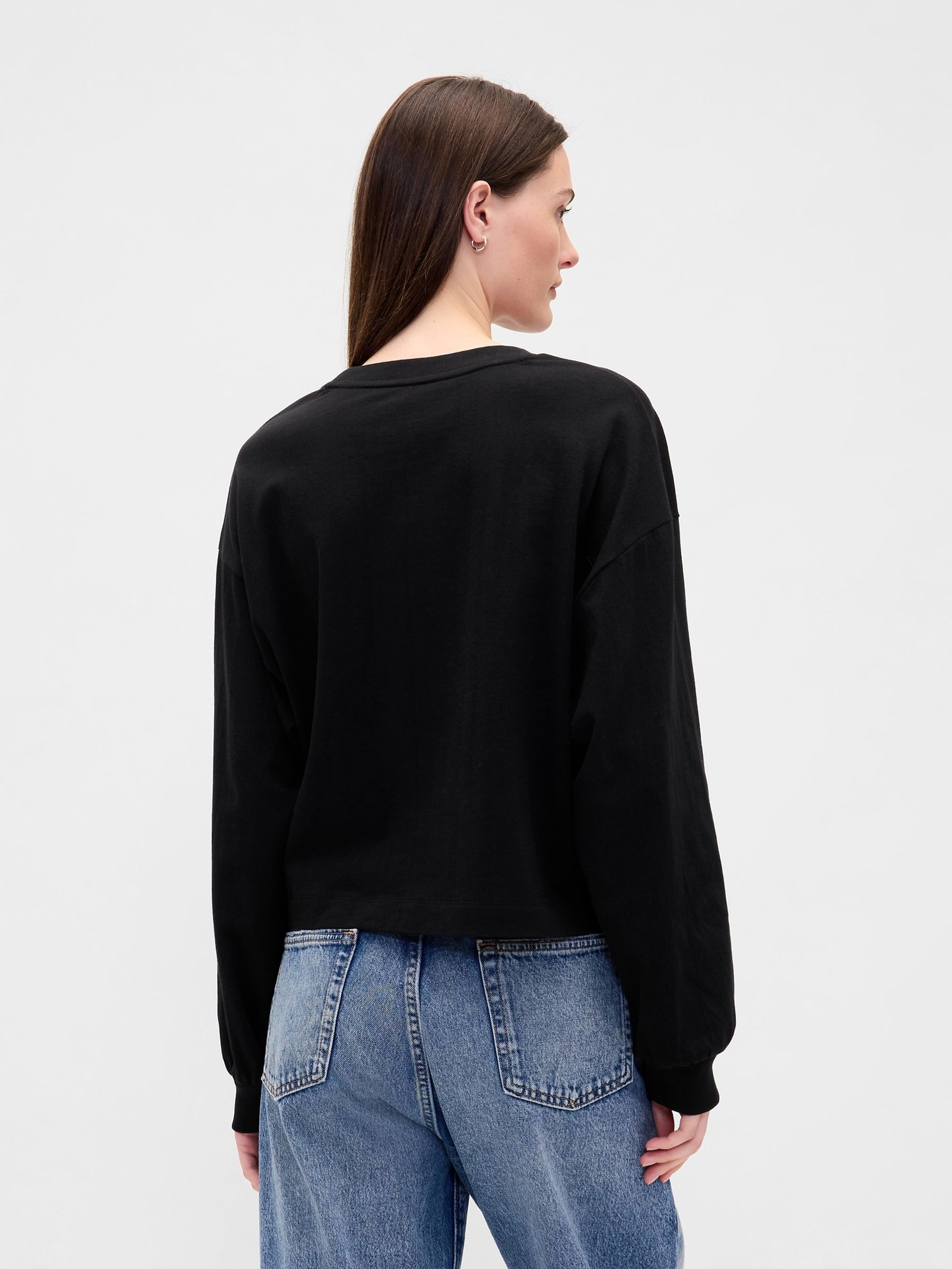 Black Cotton VintageSoft Heavyweight Crop T-Shirt - Image 2 of 4