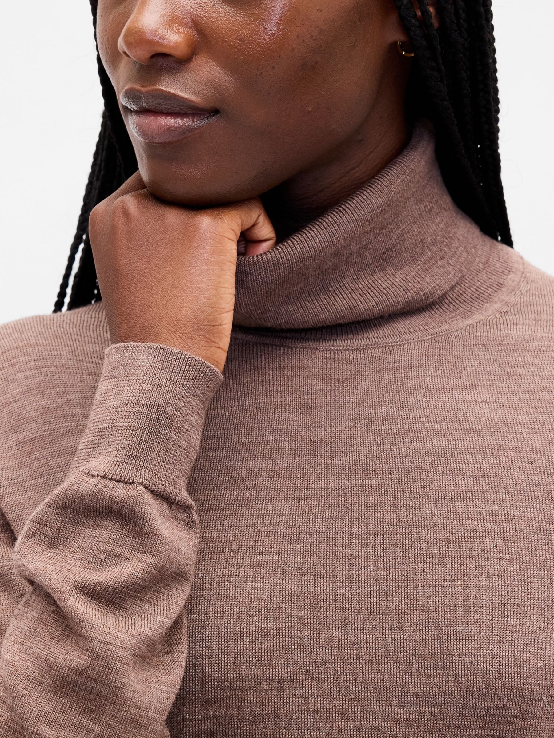 Brown Merino Turtle Neck Sweatshirt - Image 4 of 4 Brown Merino Turtle Neck Sweatshirt - Image 4 of 4