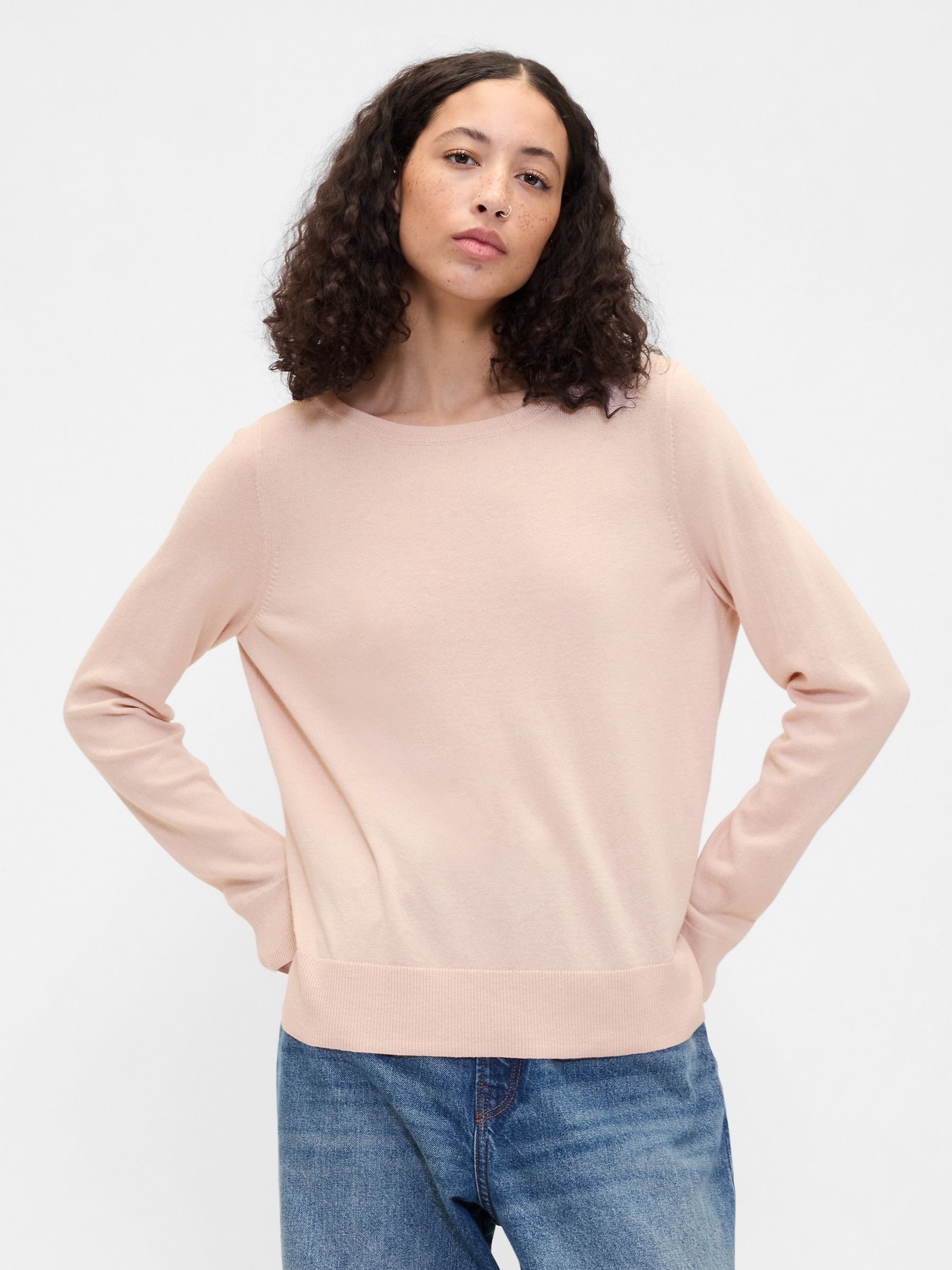 Blush Pink Bella Boat Neck Jumper - Image 1 of 5 Blush Pink Bella Boat Neck Jumper - Image 1 of 5