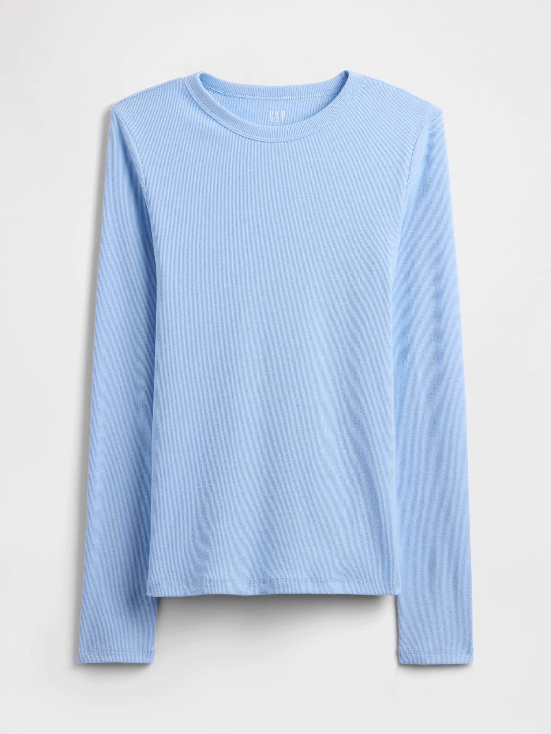 Blue Long Sleeve Ribbed T-Shirt - Image 5 of 5