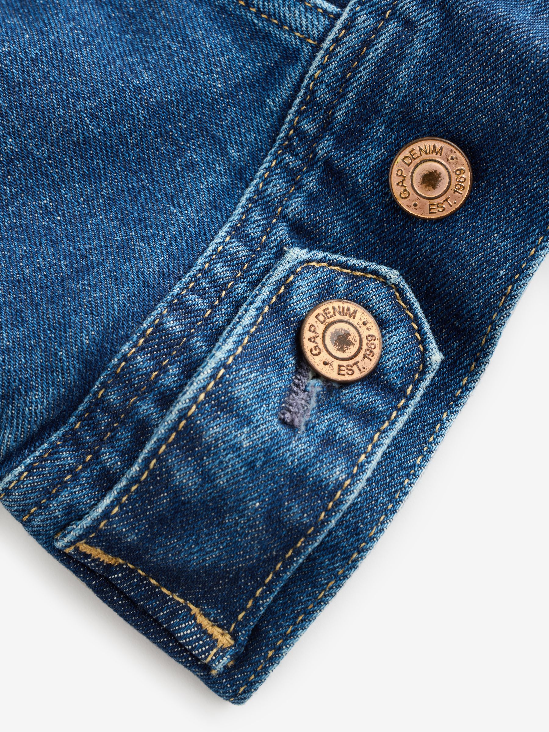 Blue Pin-Cuff Crop Icon Denim Jacket - Image 8 of 9