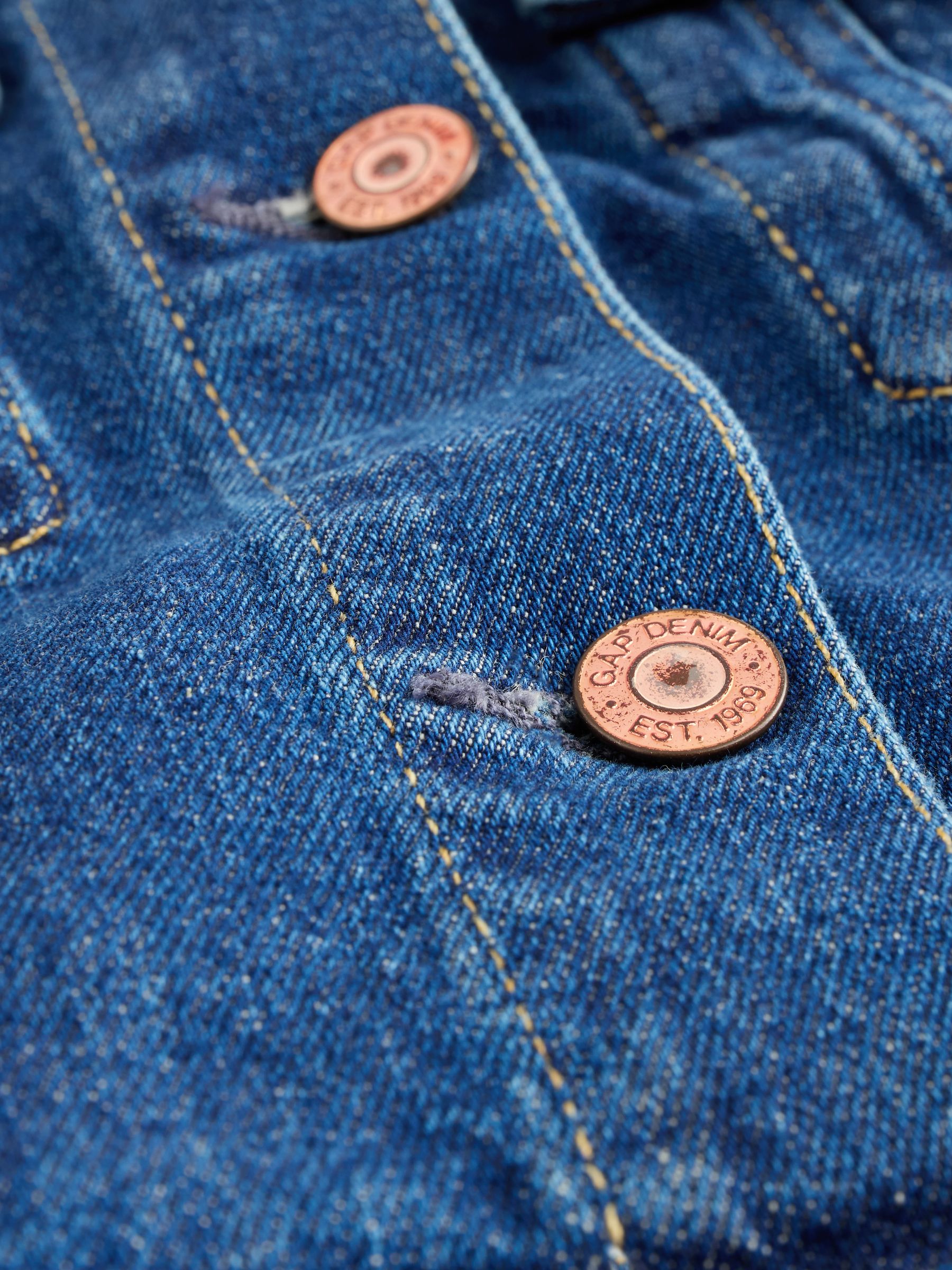 Blue Pin-Cuff Crop Icon Denim Jacket - Image 9 of 9