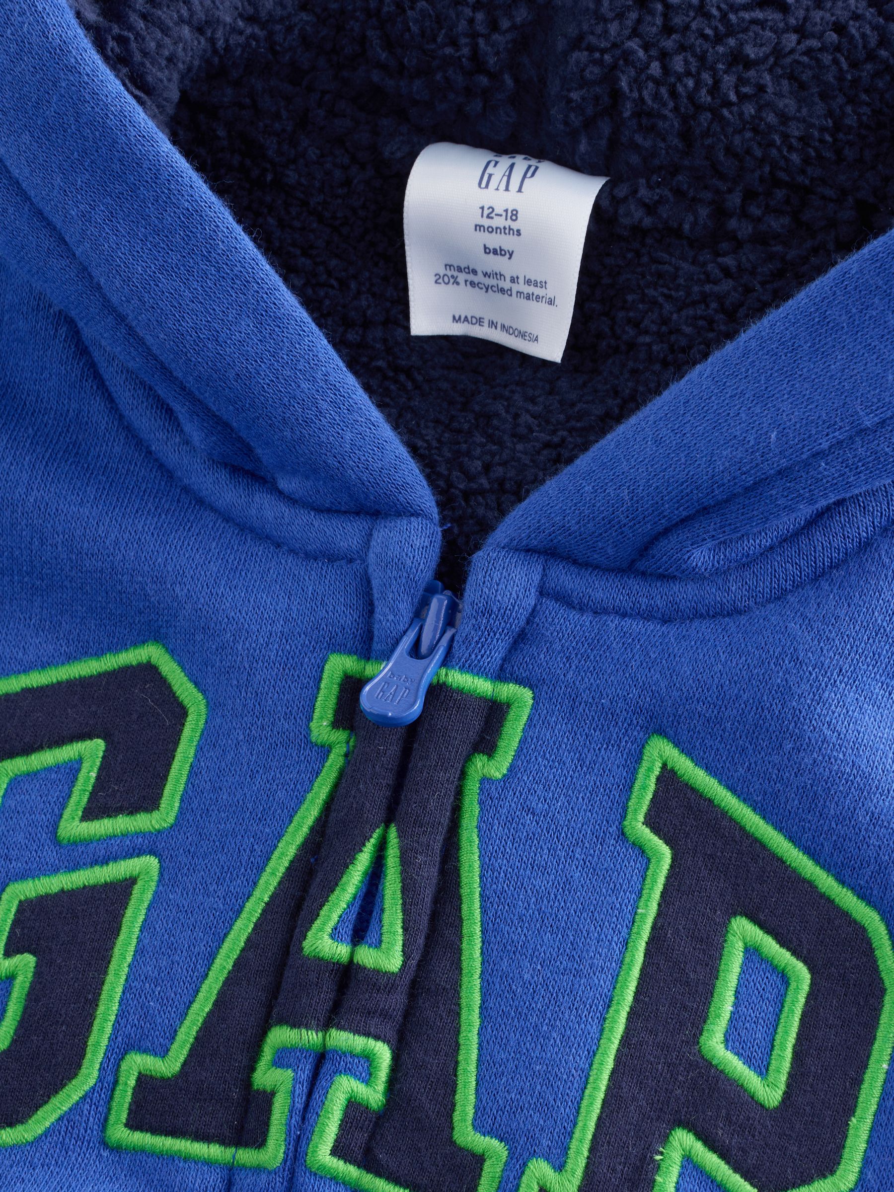 Blue Logo Sherpa Zip Hoodie (6mths-5yrs) - Image 4 of 6