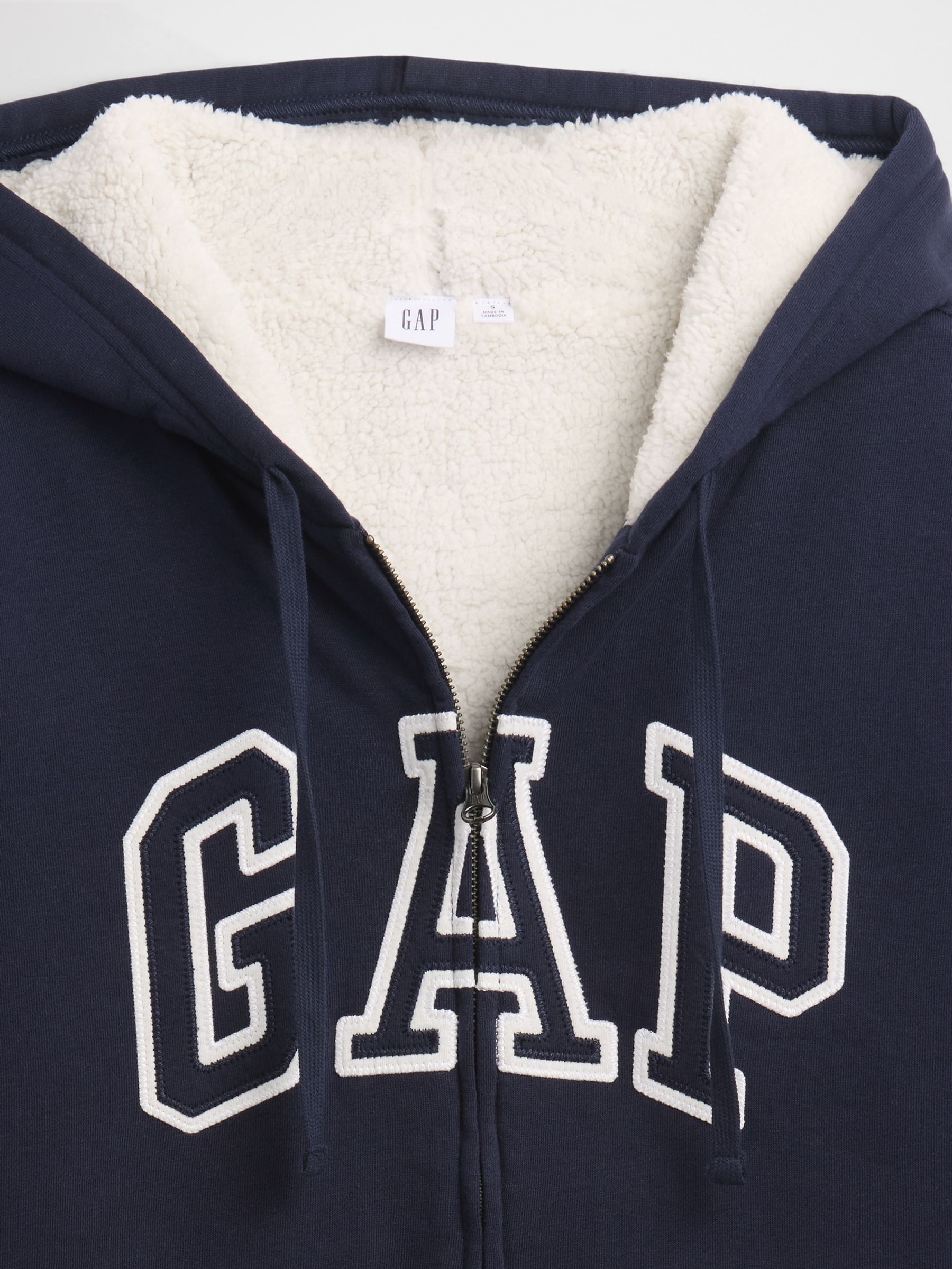 Blue Relaxed Logo Sherpa-Lined Zip Hoodie - Image 4 of 4
