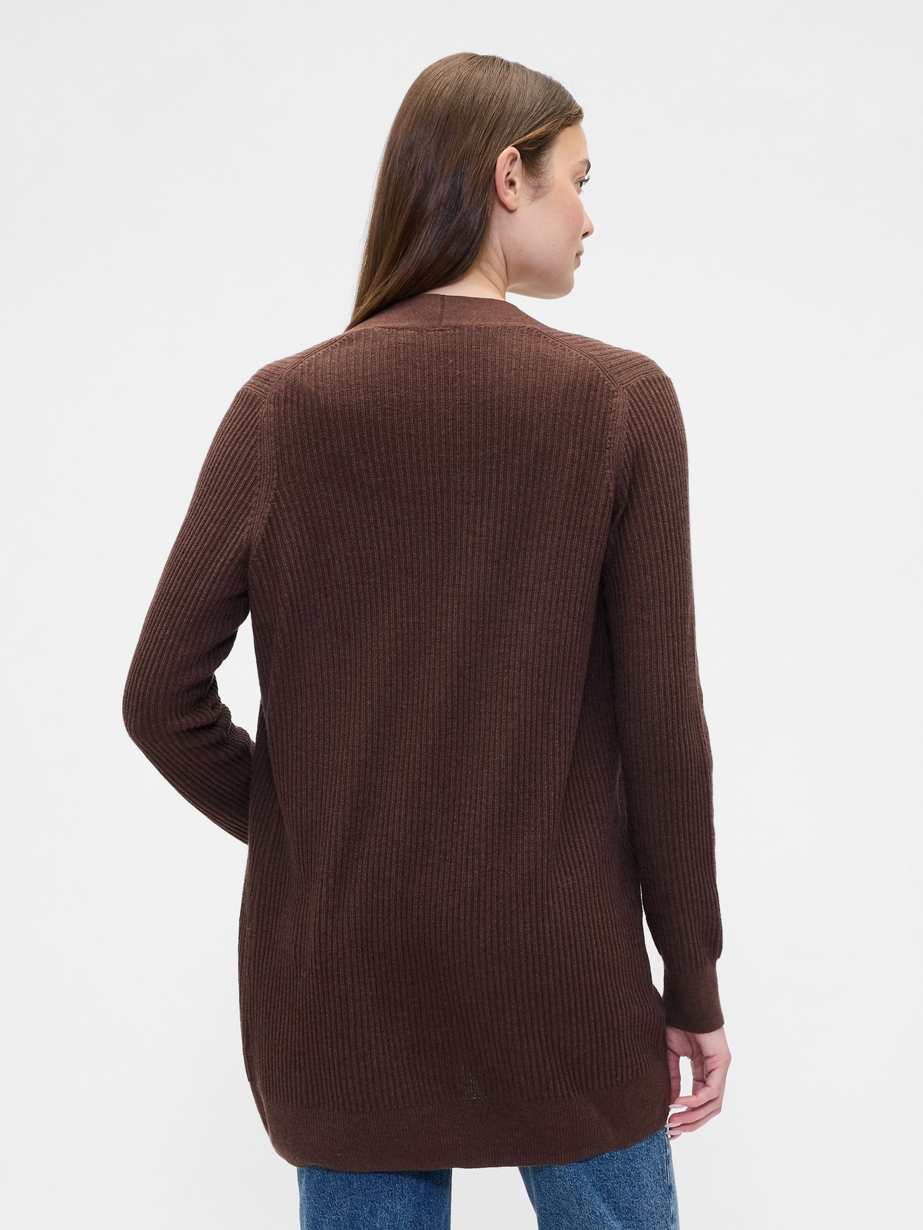Brown Long Open Cardigan - Image 2 of 5