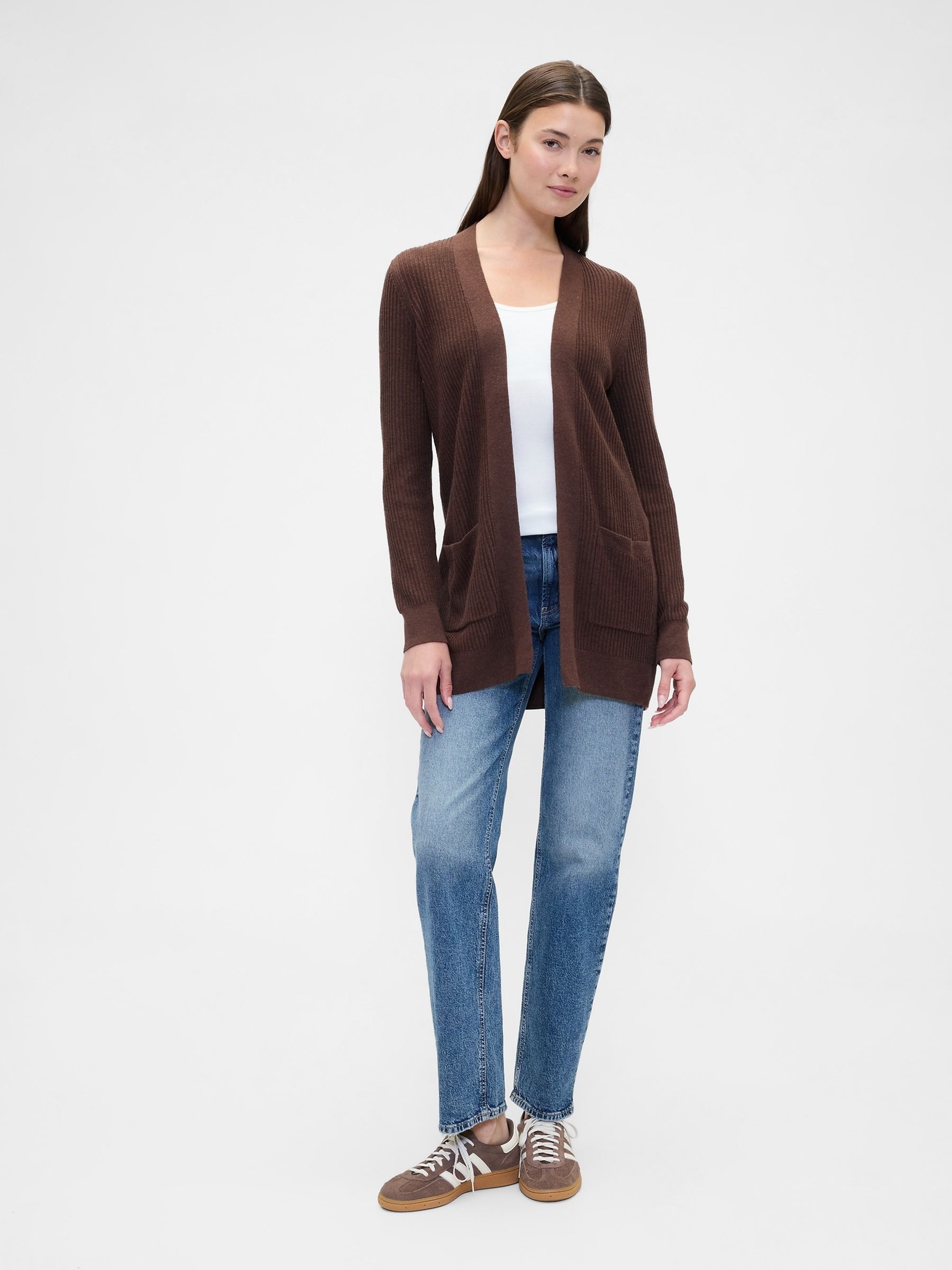 Brown Long Open Cardigan - Image 3 of 5
