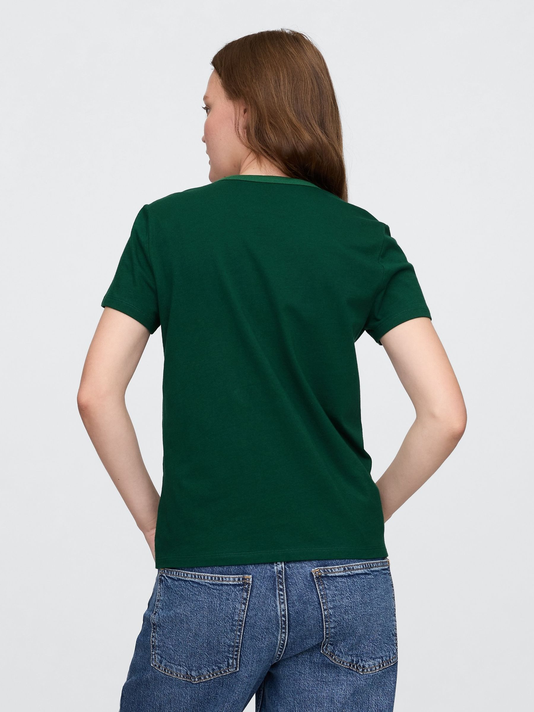 Green Crew Neck Favourite Cotton Short Sleeve T-Shirt - Image 2 of 5 Green Crew Neck Favourite Cotton Short Sleeve T-Shirt - Image 2 of 5