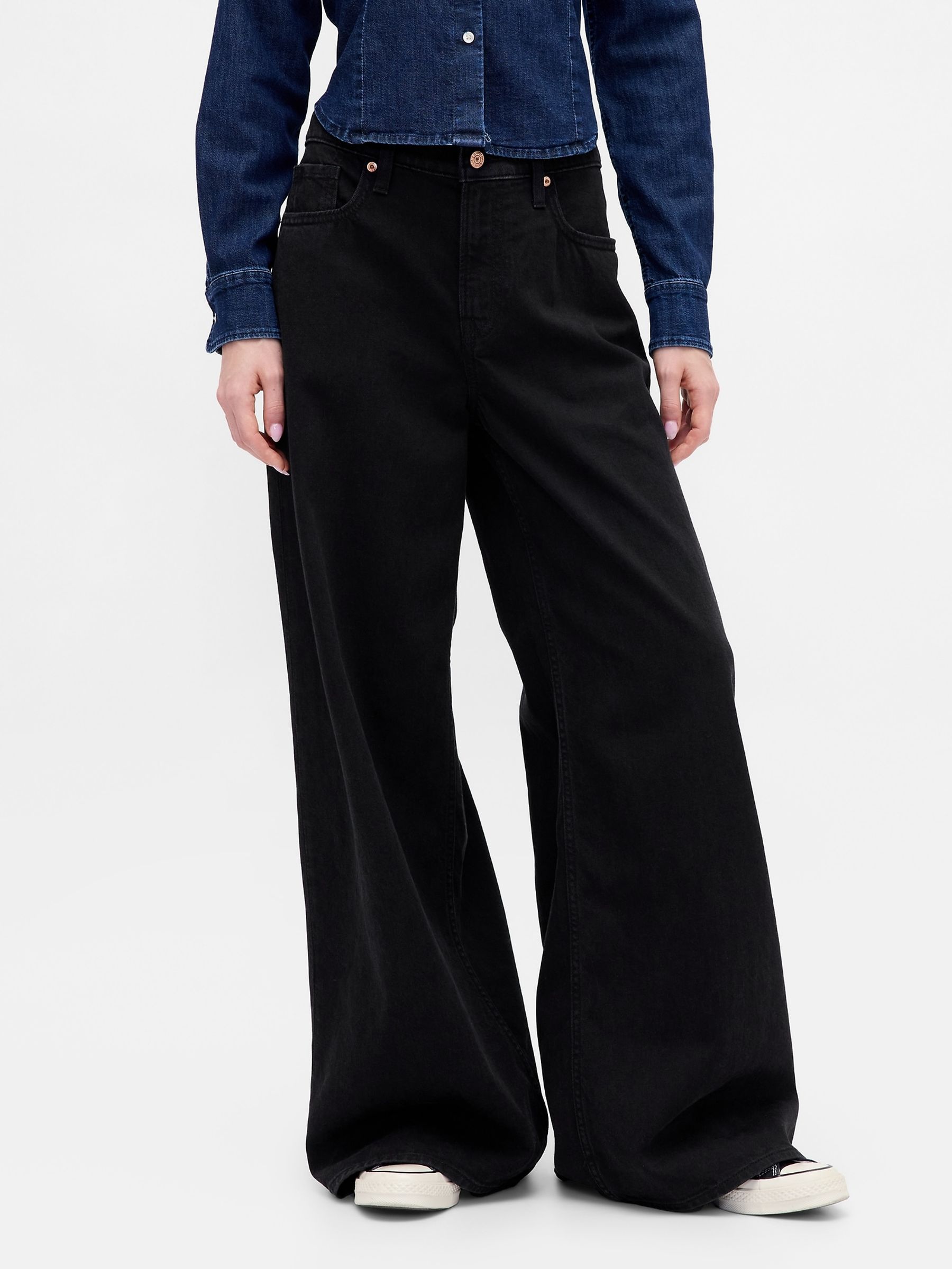 Black Low Slung UltraSoft Extra Baggy Jeans Gap