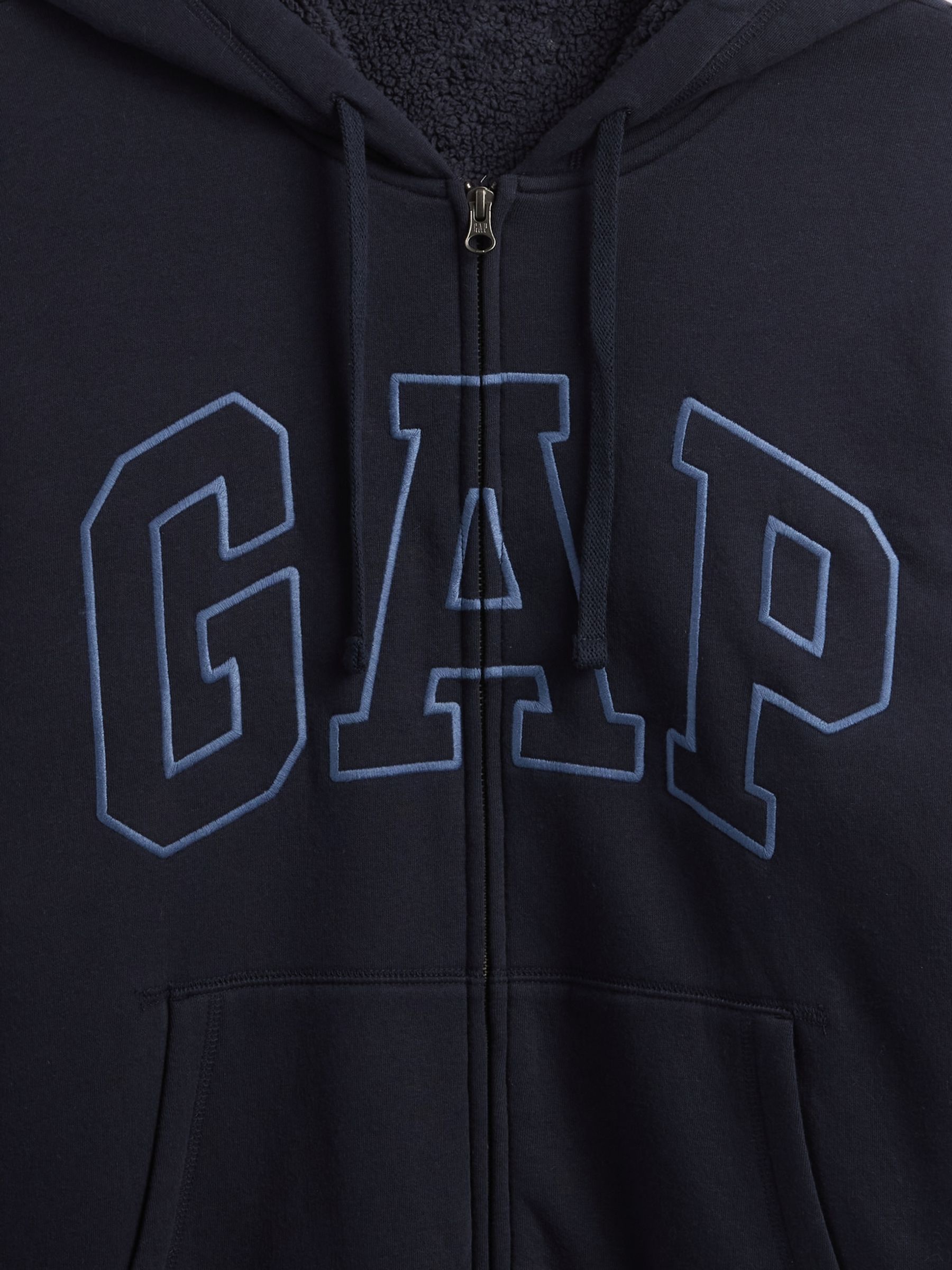 Blue Relaxed Logo Sherpa-Lined Zip Hoodie - Image 4 of 4