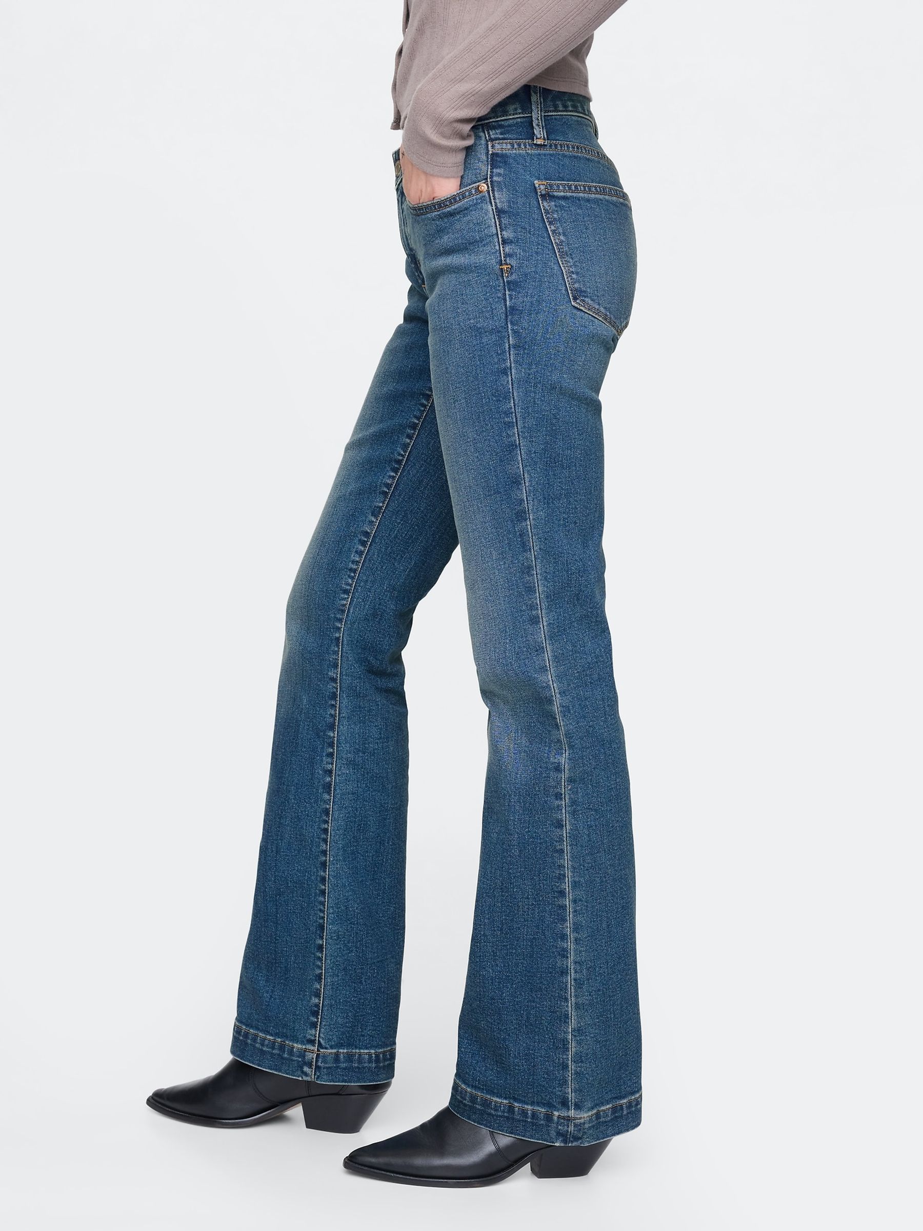 Mid Wash Blue Low Rise Long and Lean Bootcut Jeans | Gap