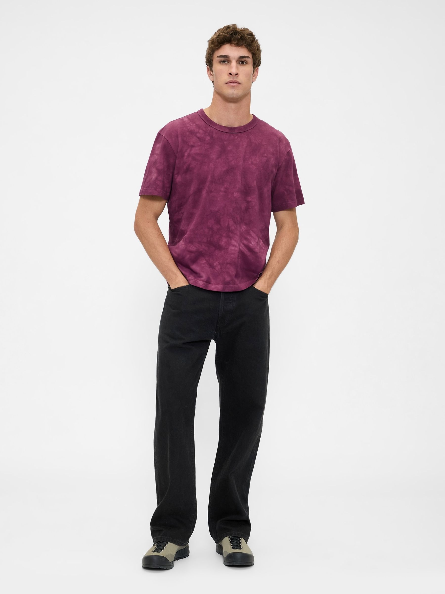 Purple Tie-Dye Original Crew Neck Short Sleeve T-Shirt - Image 3 of 4
