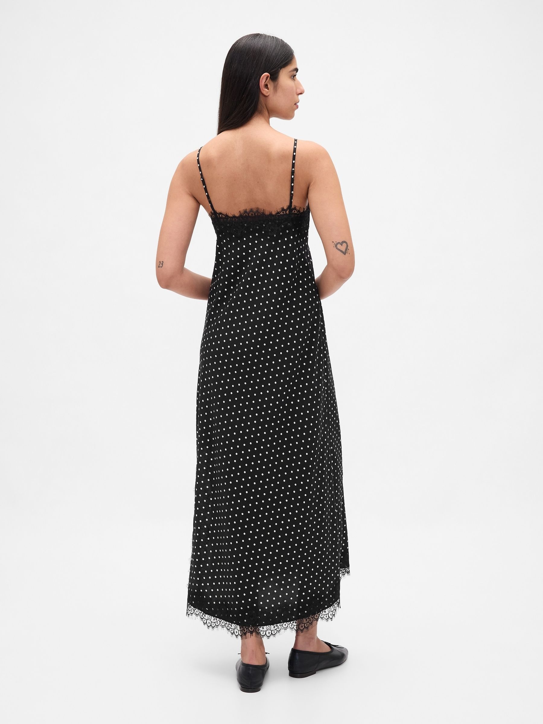 Black Lace-Trim Maxi Slip Dress - Image 2 of 4