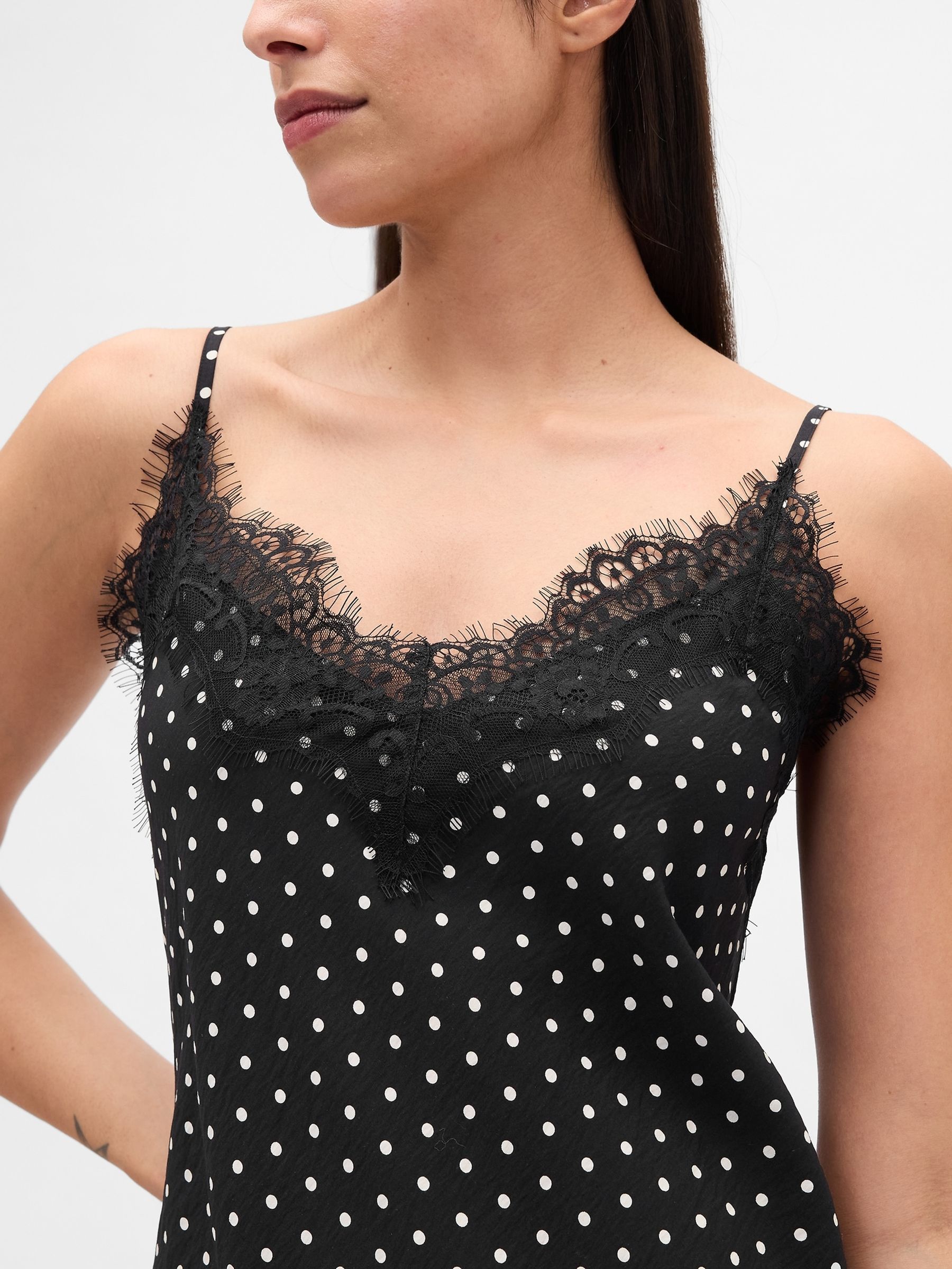 Black Lace-Trim Maxi Slip Dress - Image 4 of 4