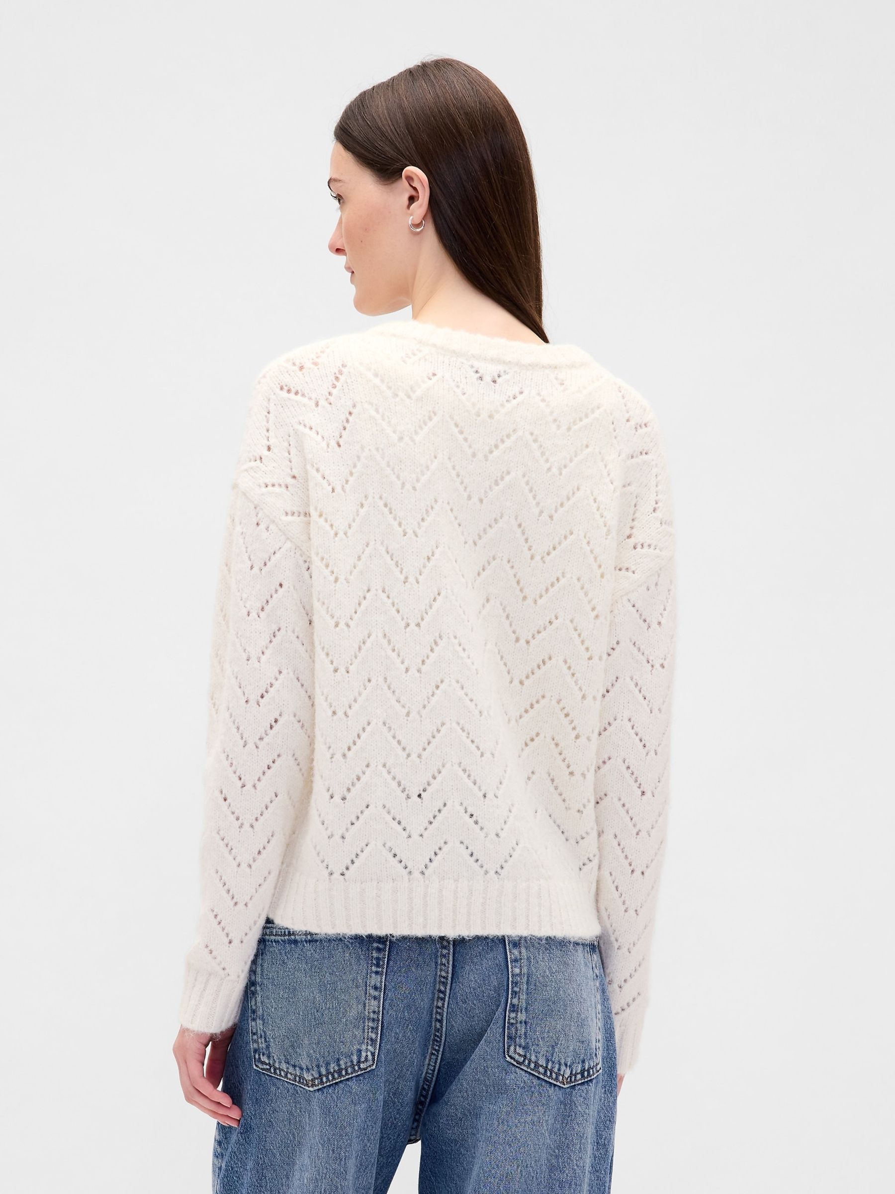 Nude Fuzzy Pointelle Cardigan - Image 2 of 4