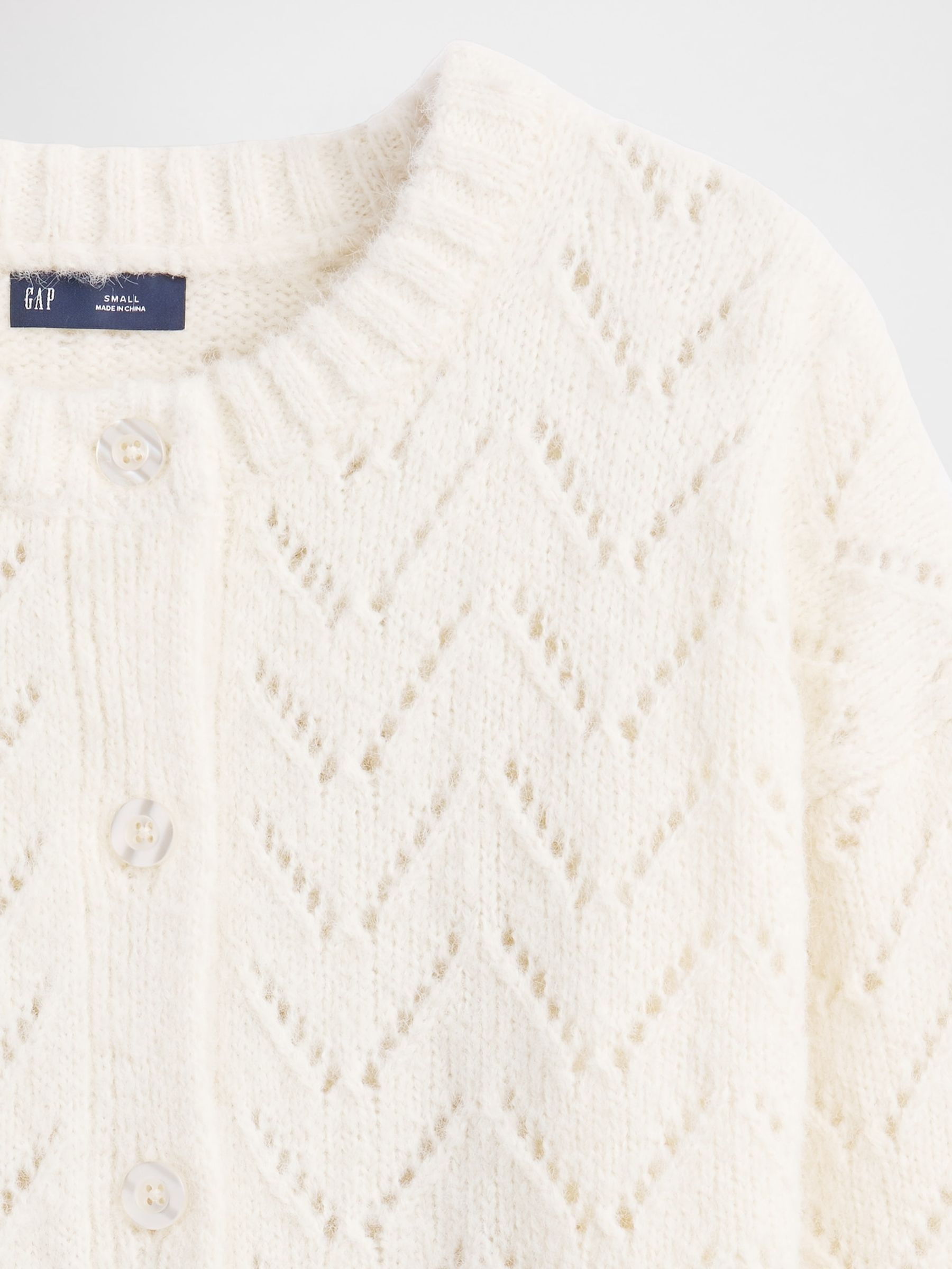Nude Fuzzy Pointelle Cardigan - Image 4 of 4