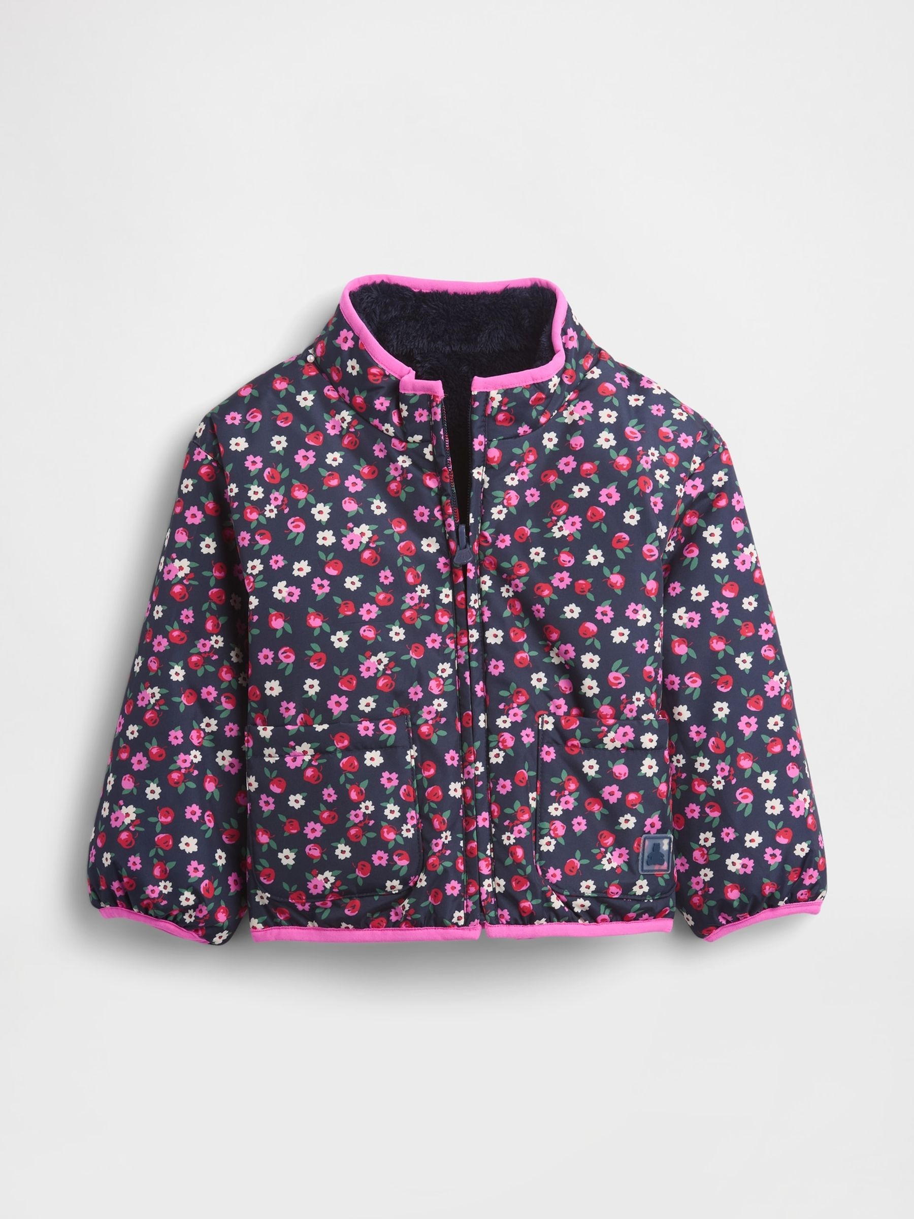 Navy Blue Lightweight Sherpa Reversible Jacket - Image 3 of 3