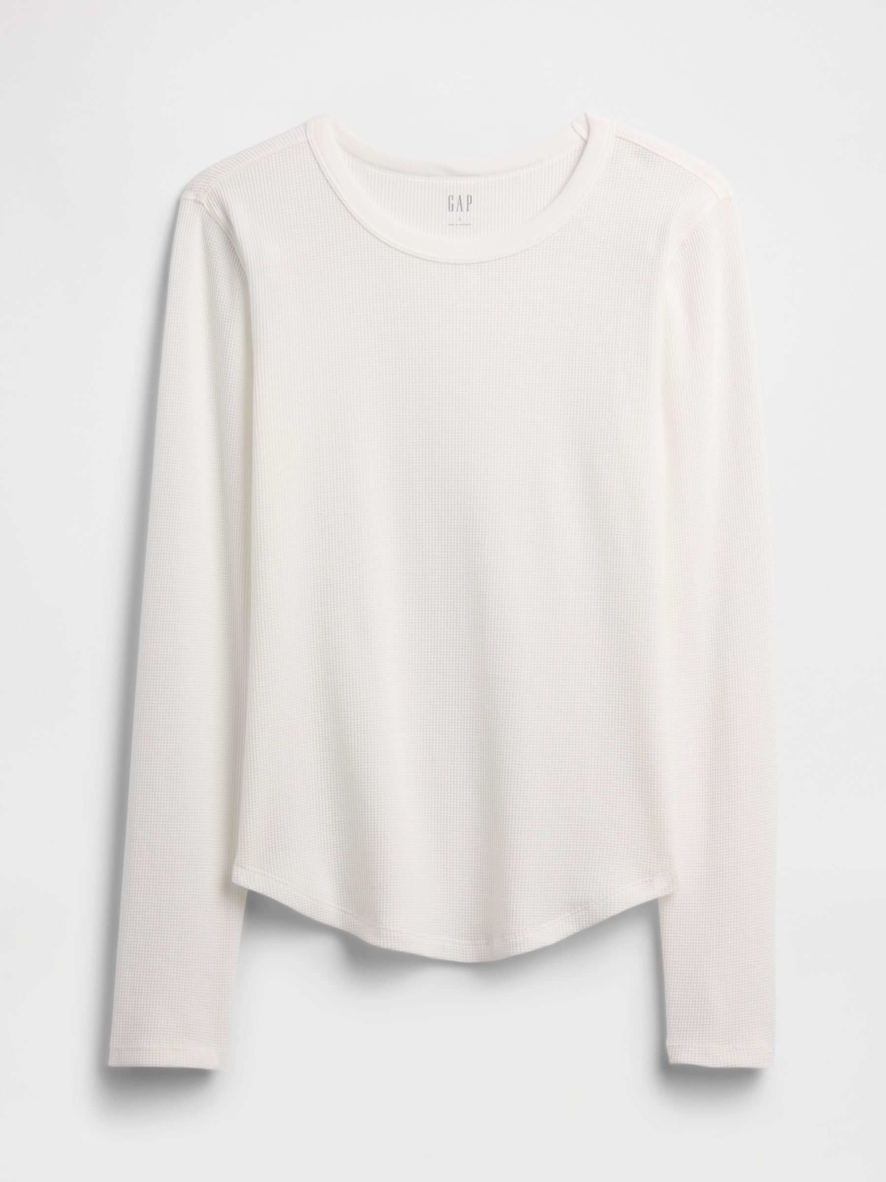 White Waffle Knit Long Sleeve T-Shirt - Image 3 of 3