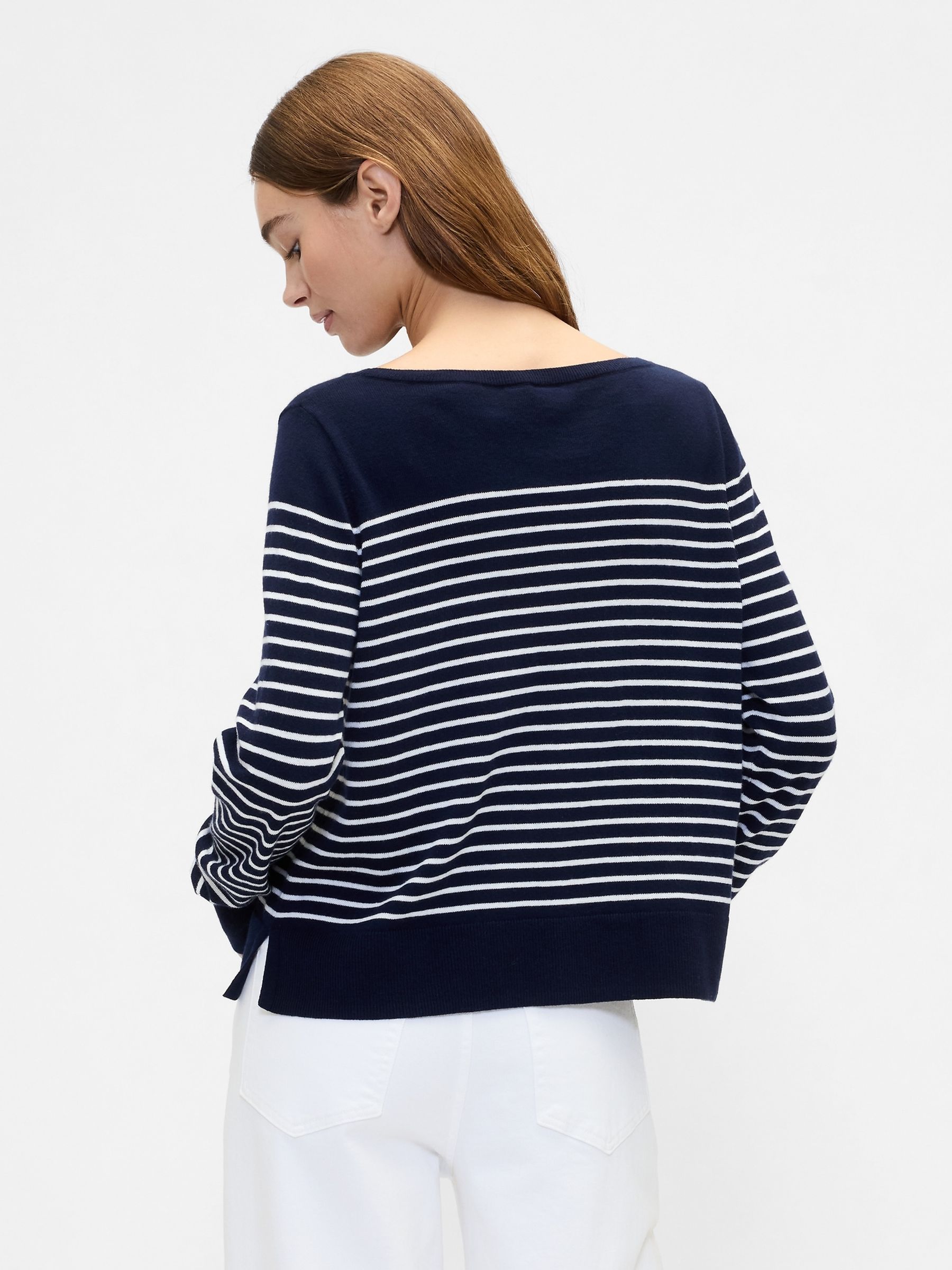 Blue/Navy/White Stripe Bella Boat Neck Jumper - Image 2 of 5 Blue/Navy/White Stripe Bella Boat Neck Jumper - Image 2 of 5