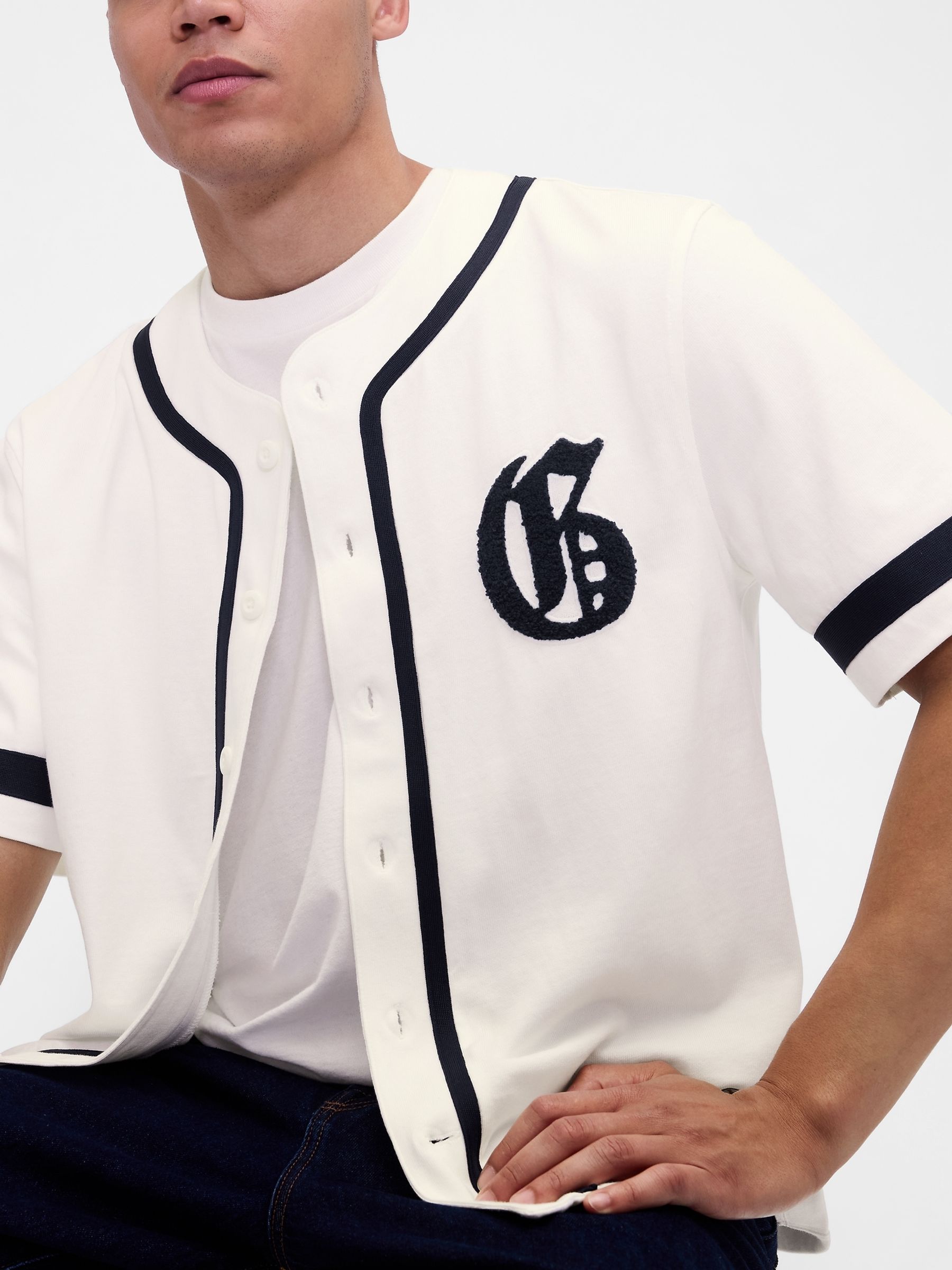 White Varsity Logo Baseball Jersey T-Shirt - Image 4 of 4