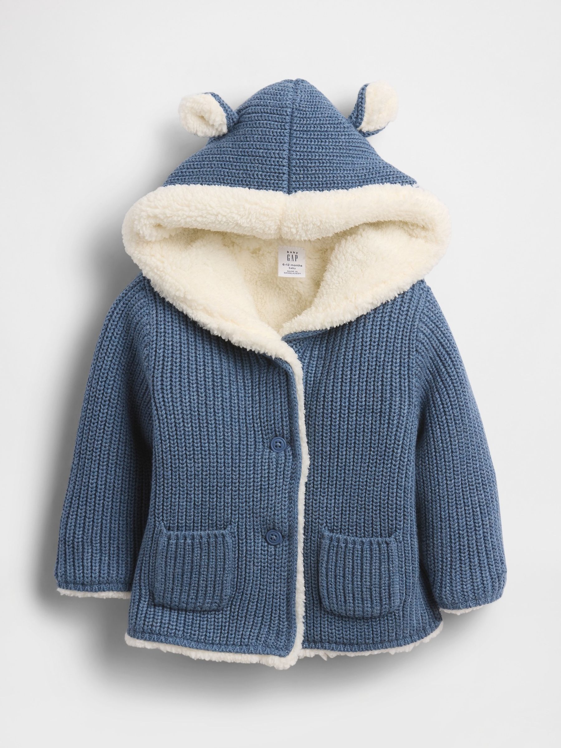Blue Sherpa-Lined Cardigan (Newborn-24mths) - Image 1 of 2