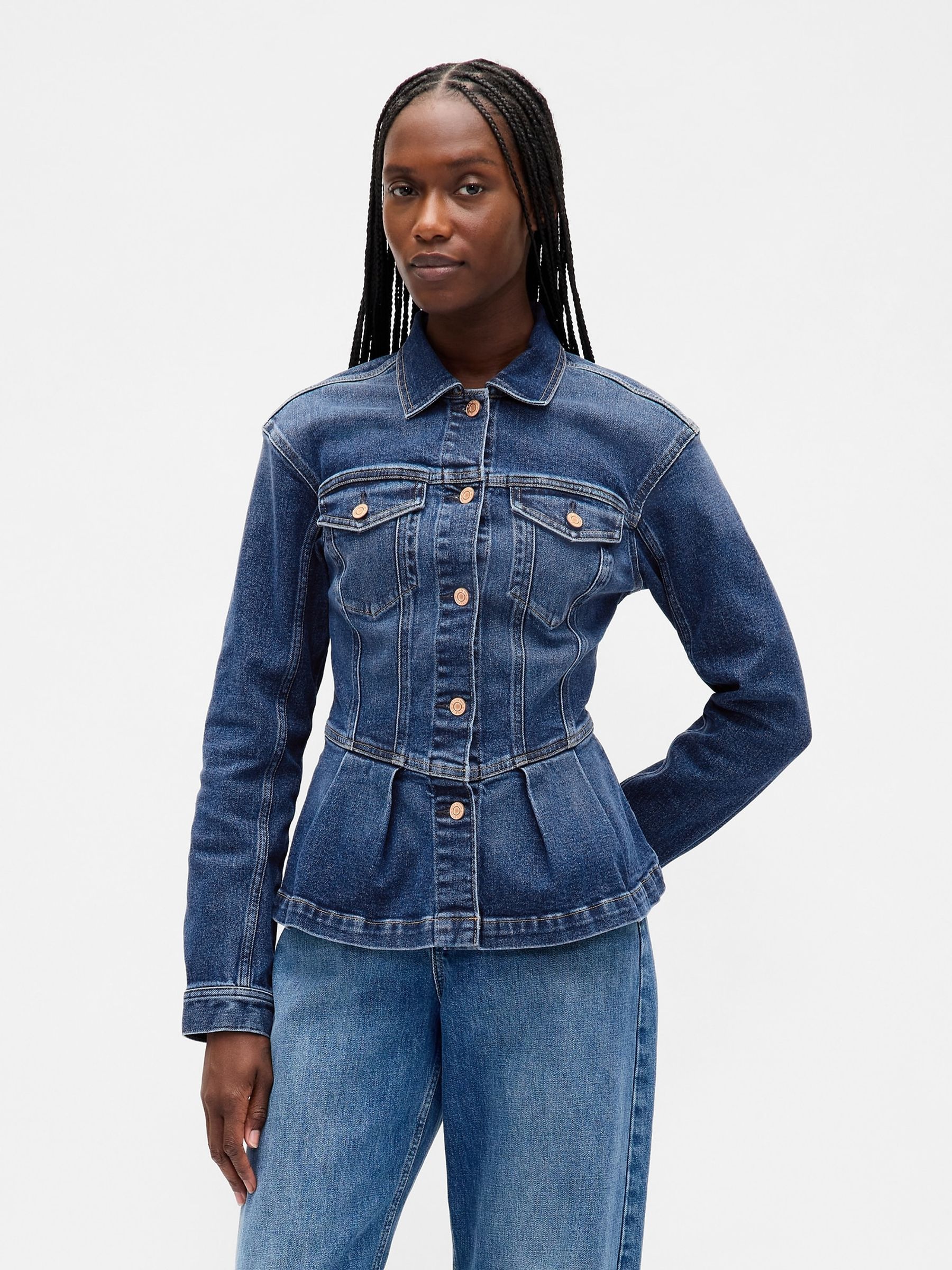 Blue Peplum Denim Jacket Gap