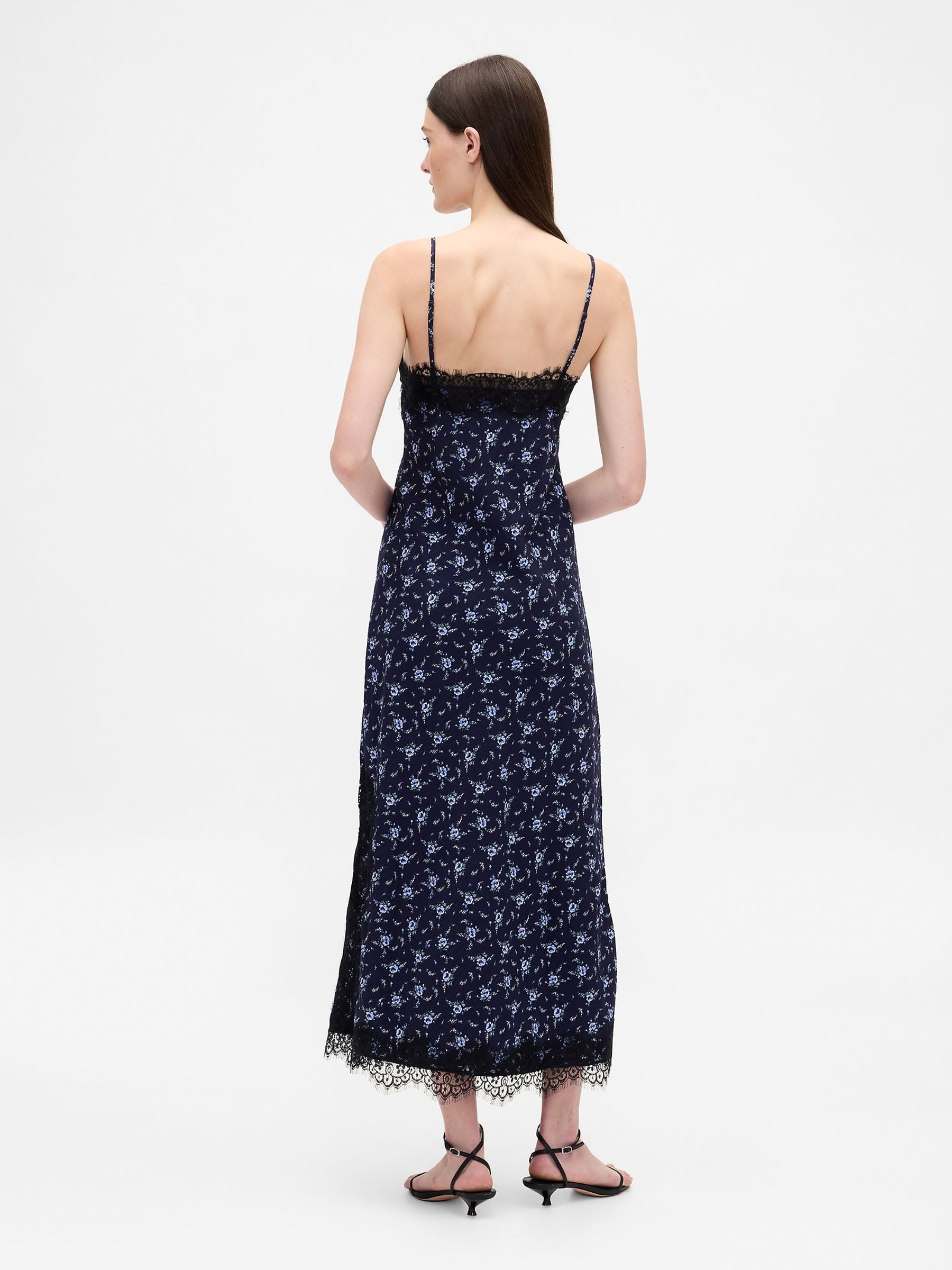 Blue Lace-Trim Maxi Slip Dress - Image 2 of 4