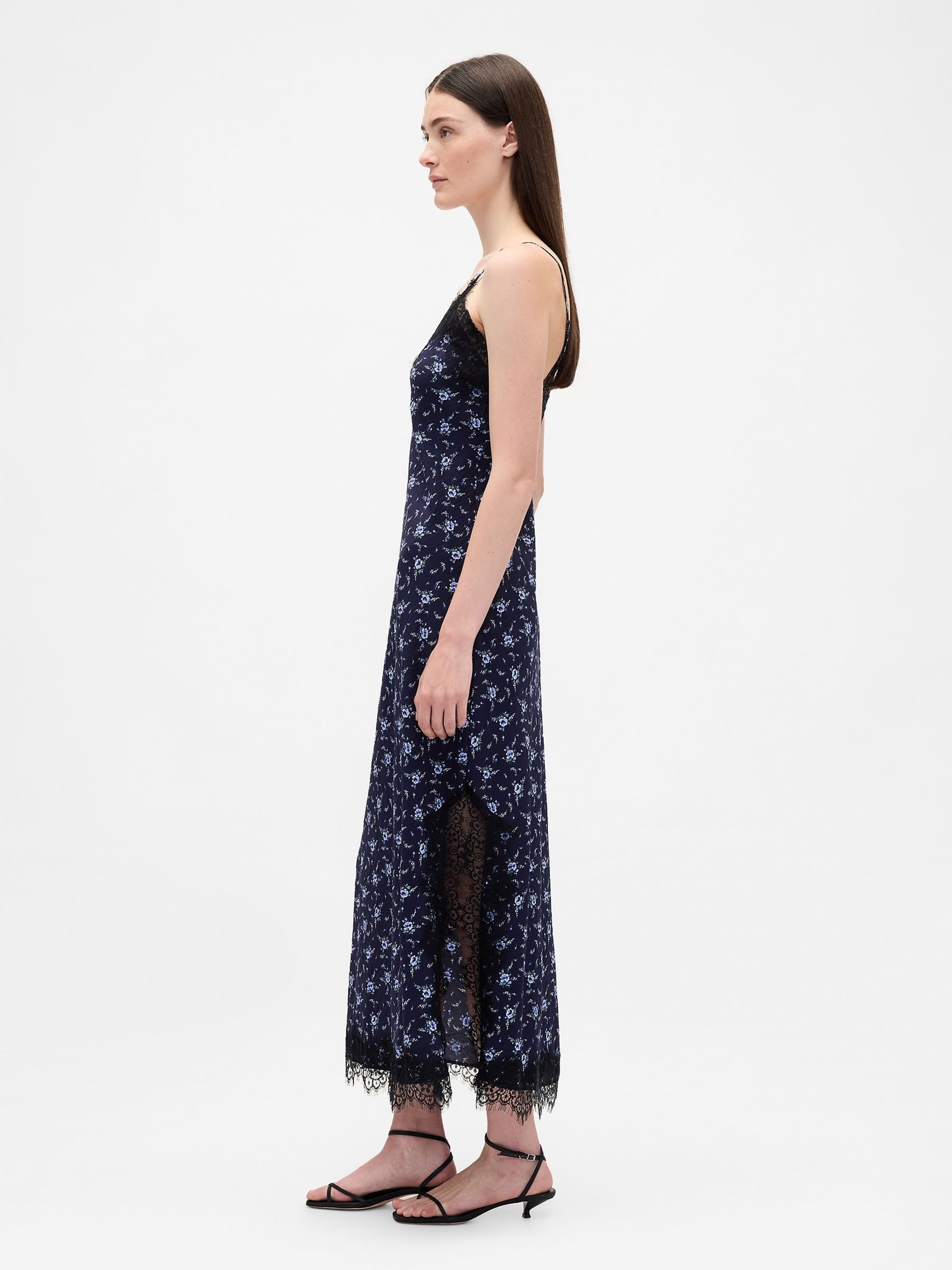 Blue Lace-Trim Maxi Slip Dress - Image 3 of 4