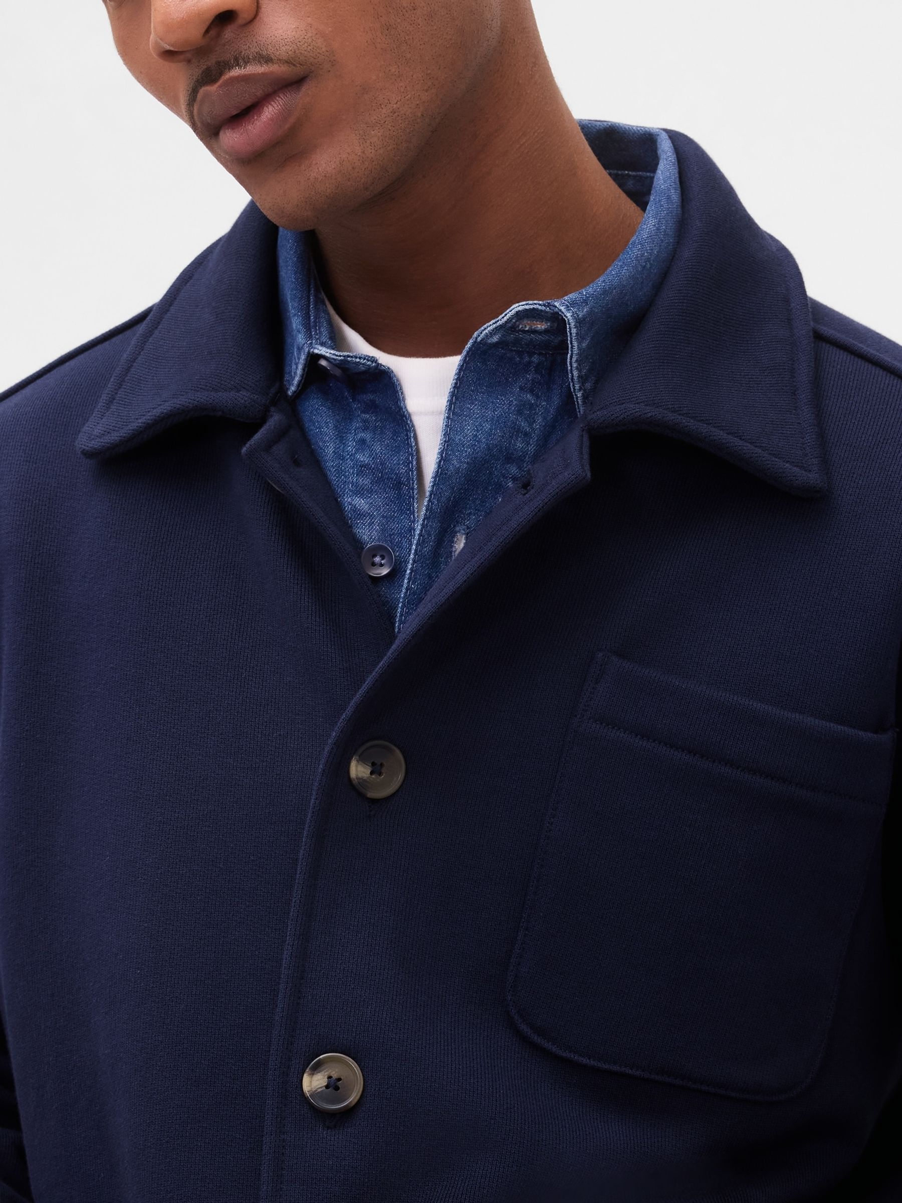 Blue French Terry Chore Jacket - Image 4 of 4