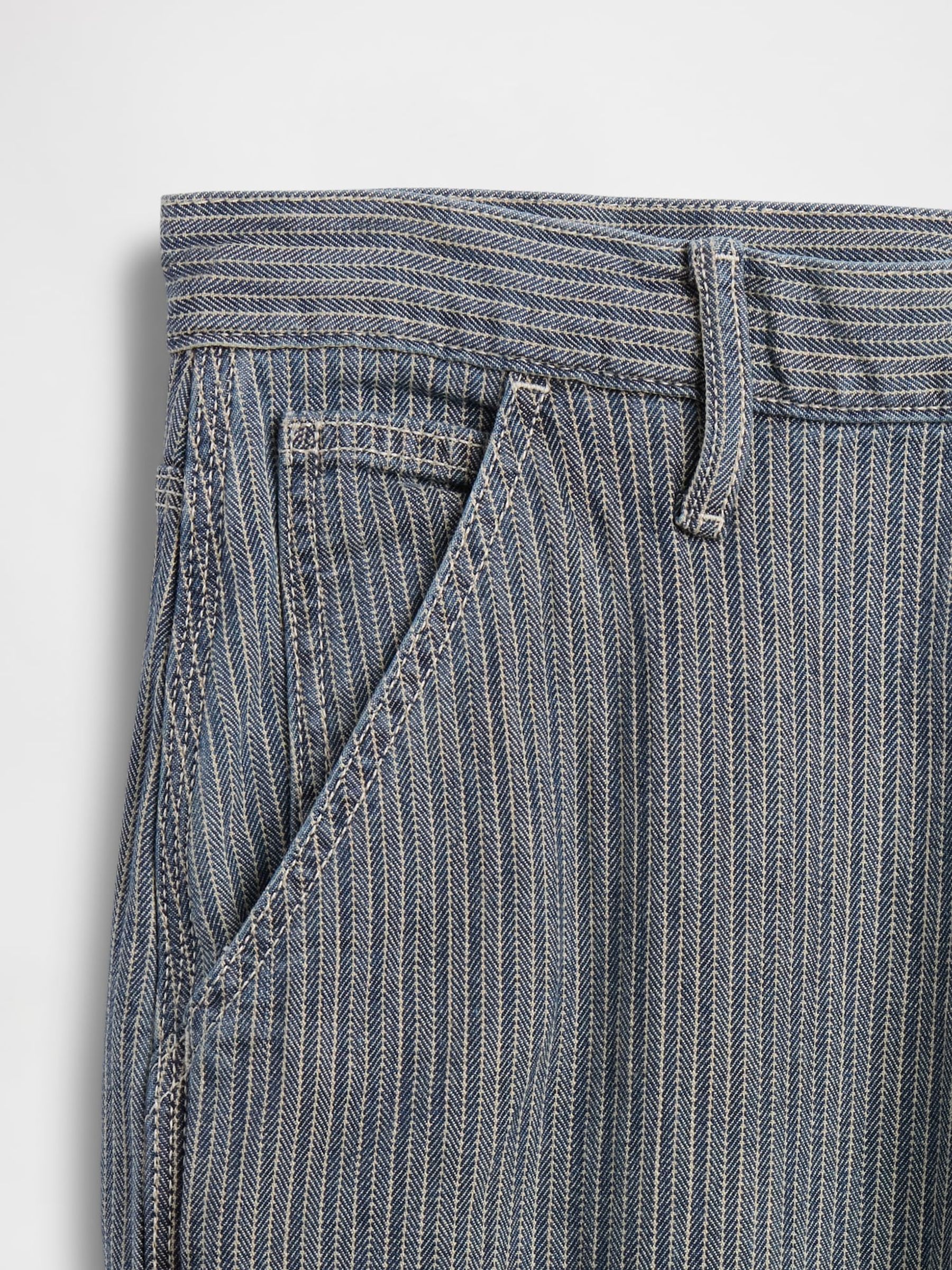 Grey Stripe Relaxed Straight Carpenter Jeans - Image 5 of 5