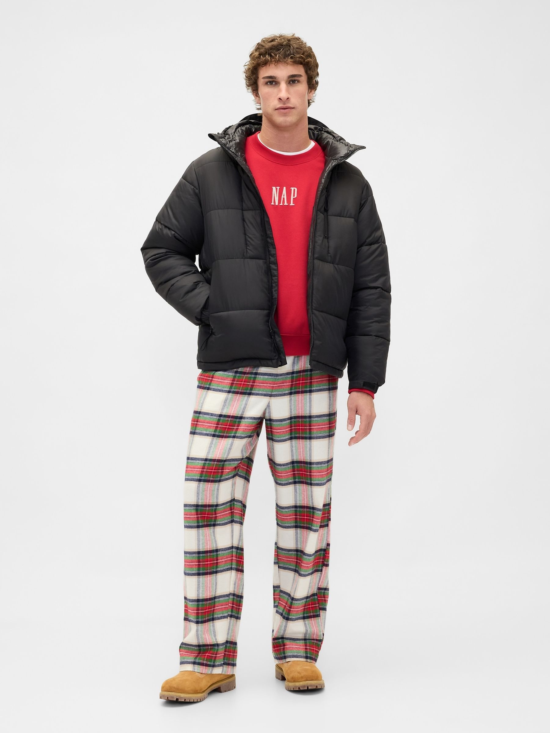 ジャケット・アウター IDA PLAID(RED)ZIP UP HTR GREY hyc395-01.jpg