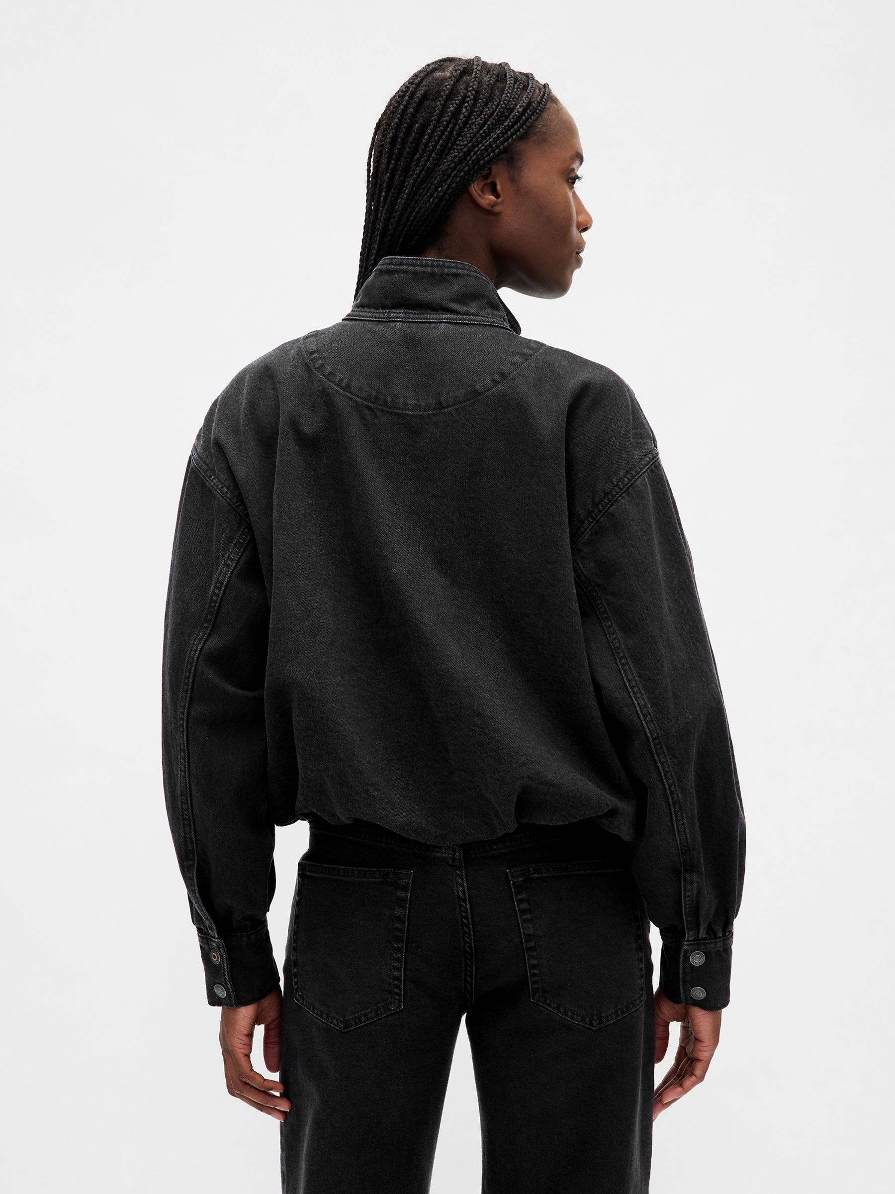 Black Denim Bubble Jacket - Image 2 of 4