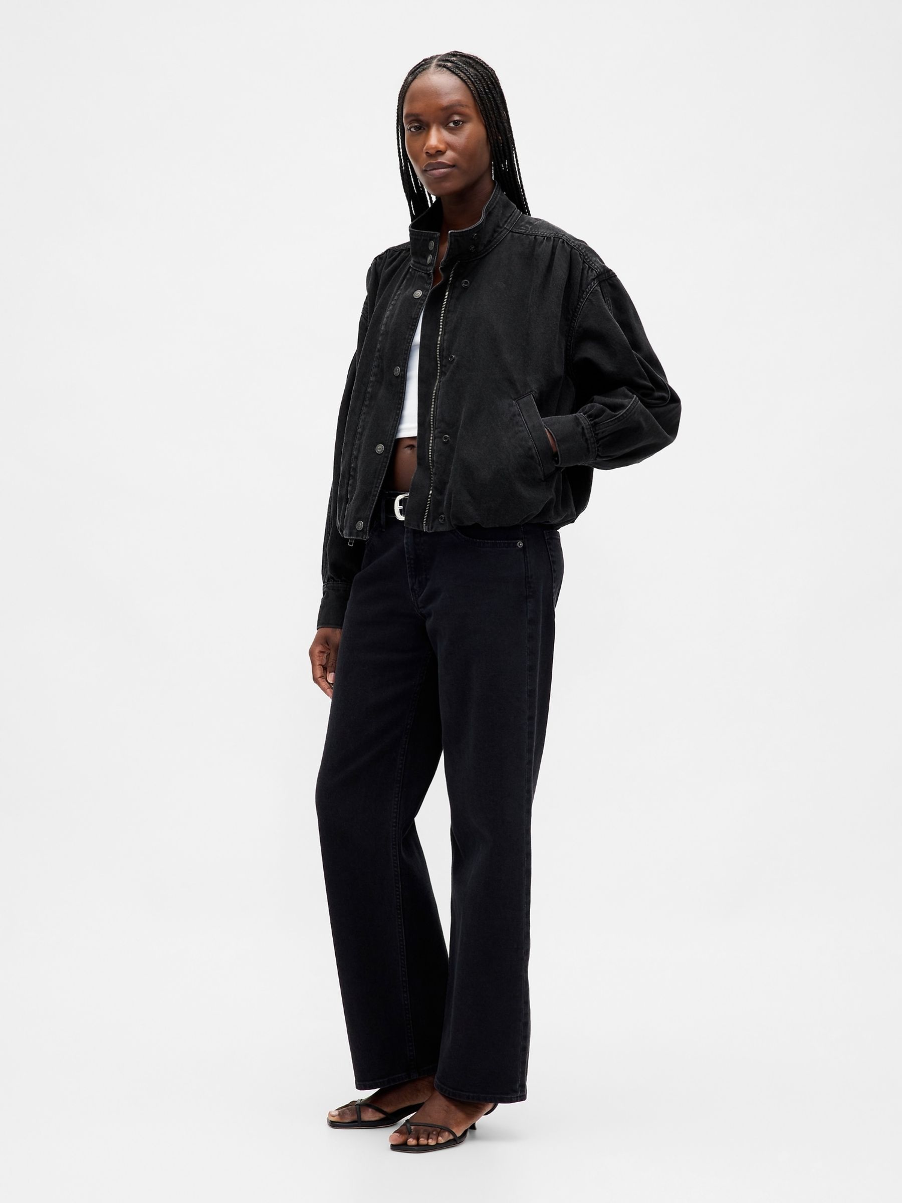 Black Denim Bubble Jacket - Image 3 of 4