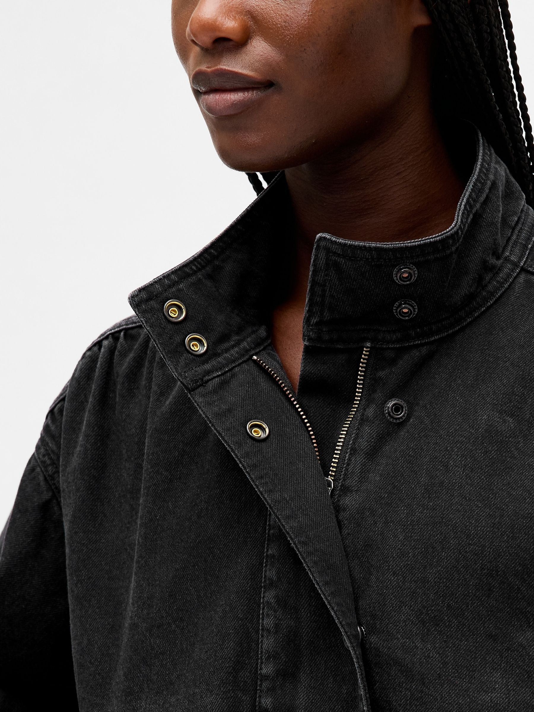 Black Denim Bubble Jacket - Image 4 of 4