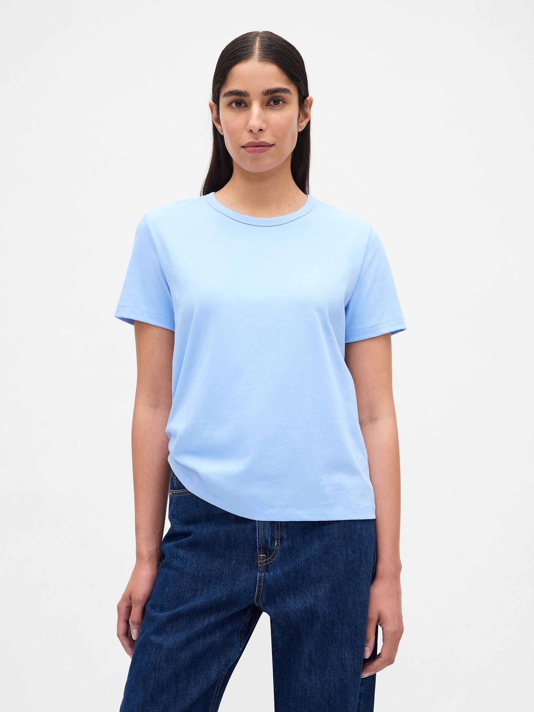 Blue Vintage Soft Crew Neck Short Sleeve T-Shirt - Image 1 of 4