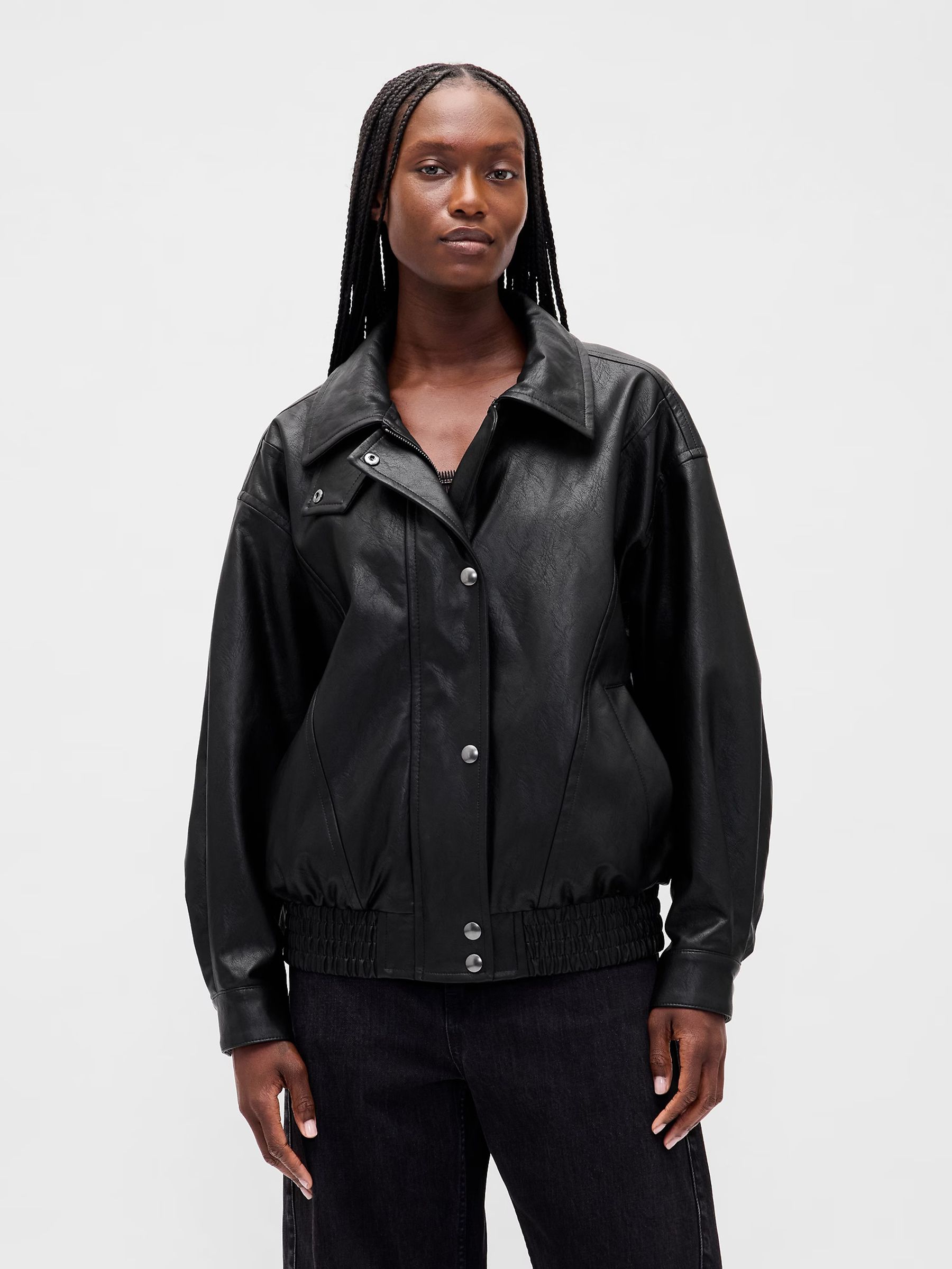 ジャケット・アウター StJohn'sBay leather bomber Jkt old gap Black Oversized Faux Leather Jacket | Gap