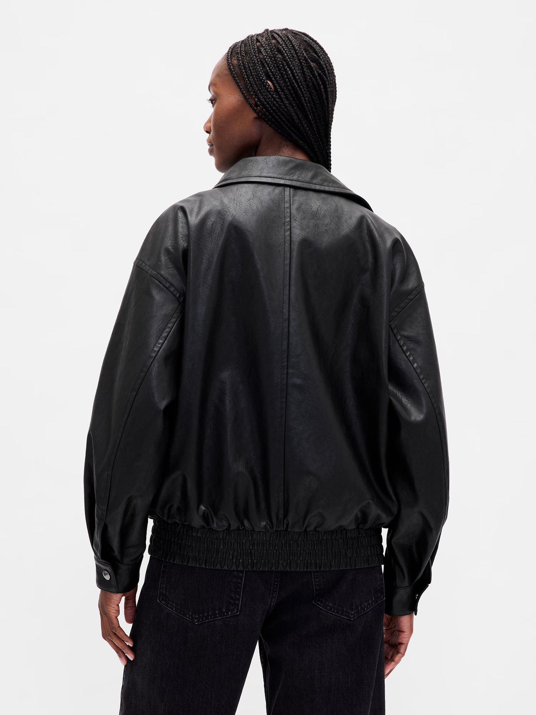 Black Oversized Faux Leather Jacket | Gap