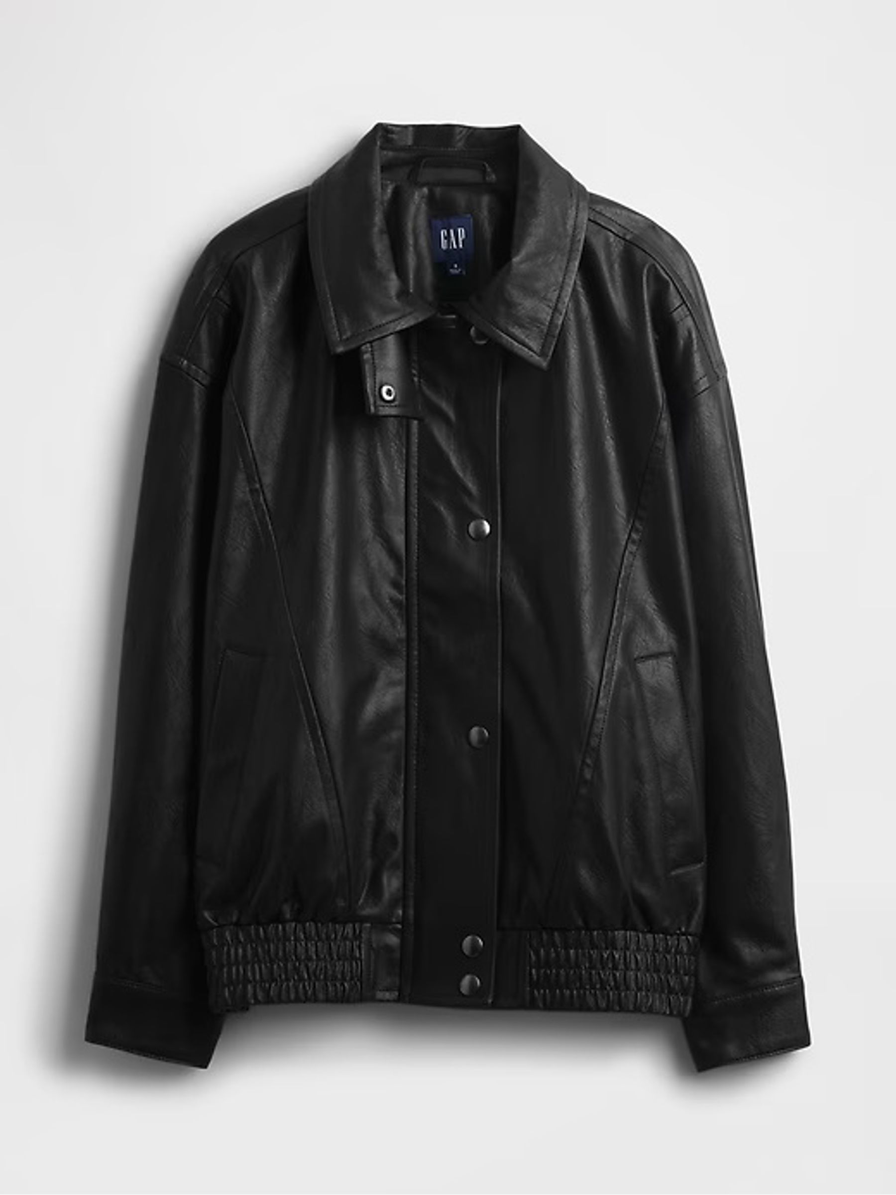 Black Oversized Faux Leather Jacket - Image 6 of 6