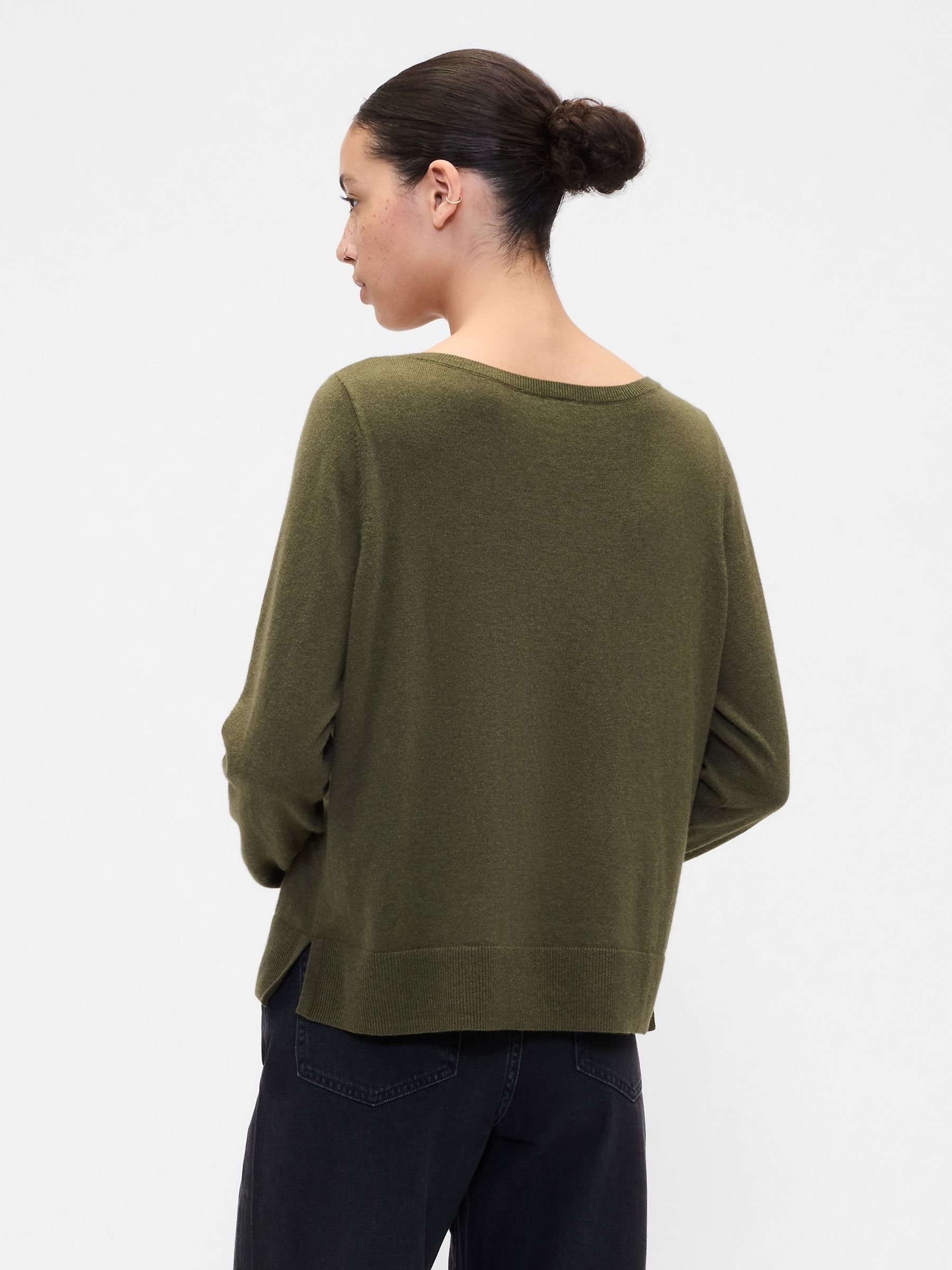 Olive Green Bella Boat Neck Jumper - Image 2 of 5 Olive Green Bella Boat Neck Jumper - Image 2 of 5
