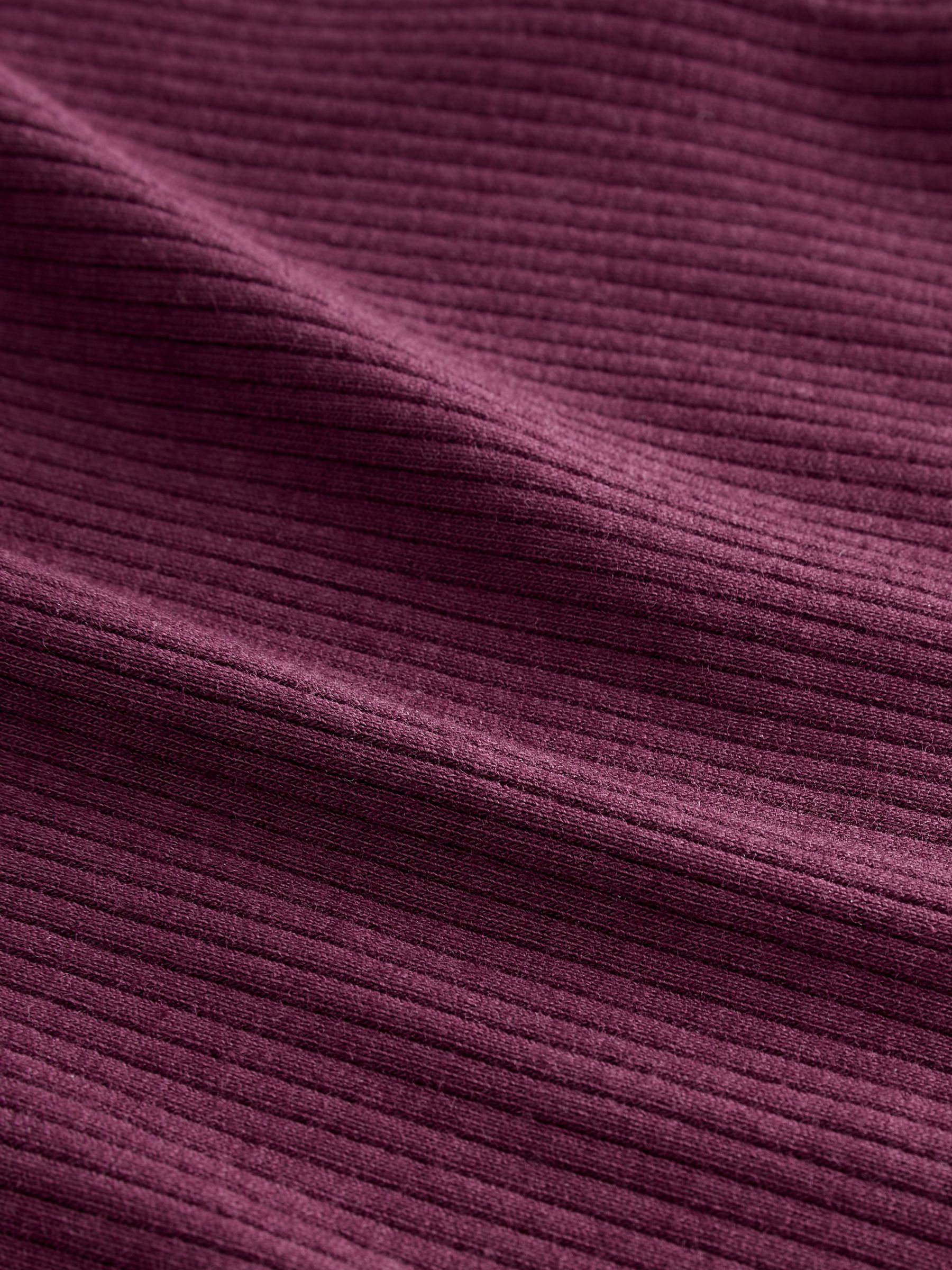 Modern Burgundy Red Long Sleeve Ribbed Henley Top - Image 2 of 3