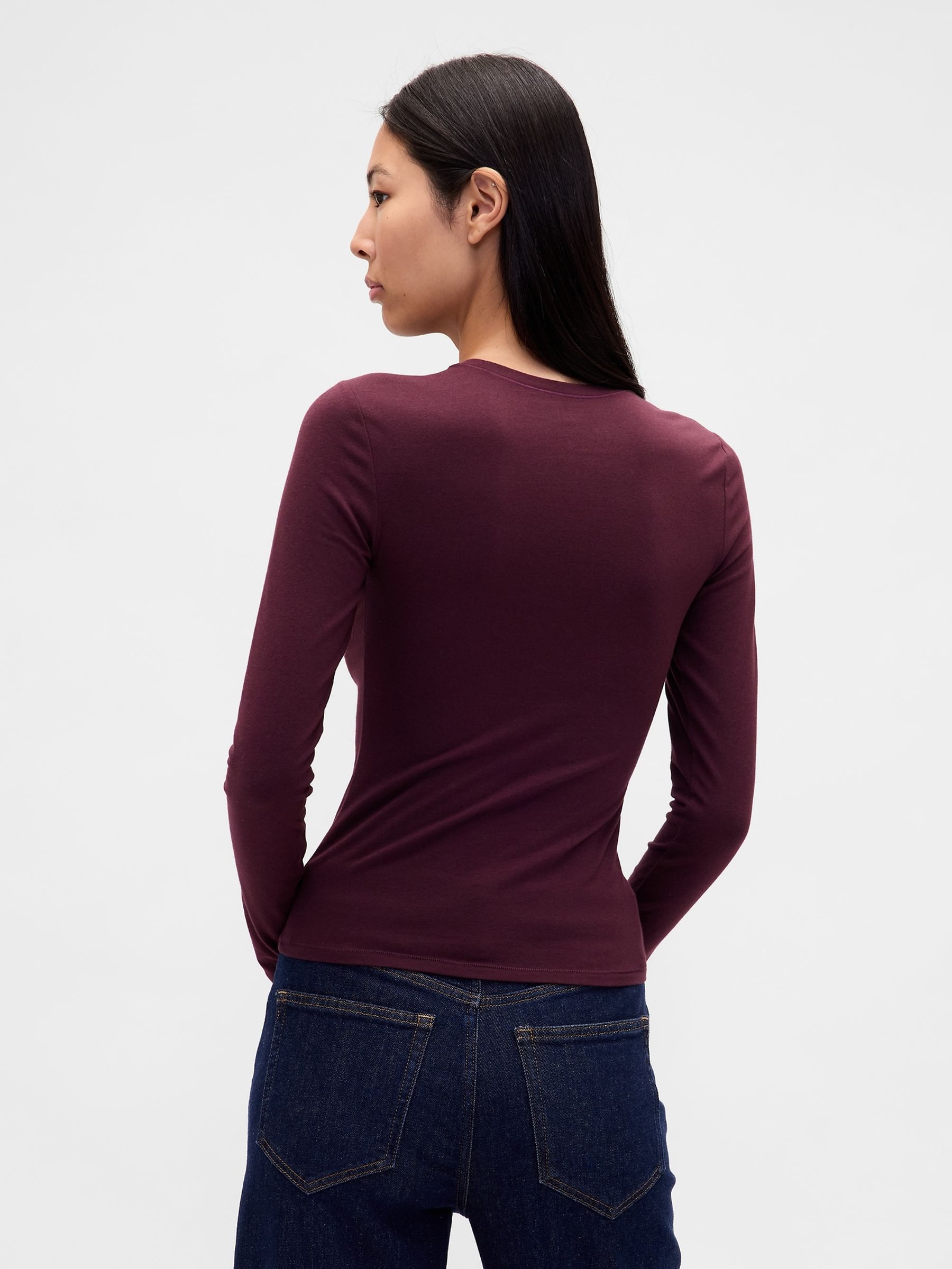 Burgundy Red Close Knit Jersey T-Shirt - Image 2 of 4